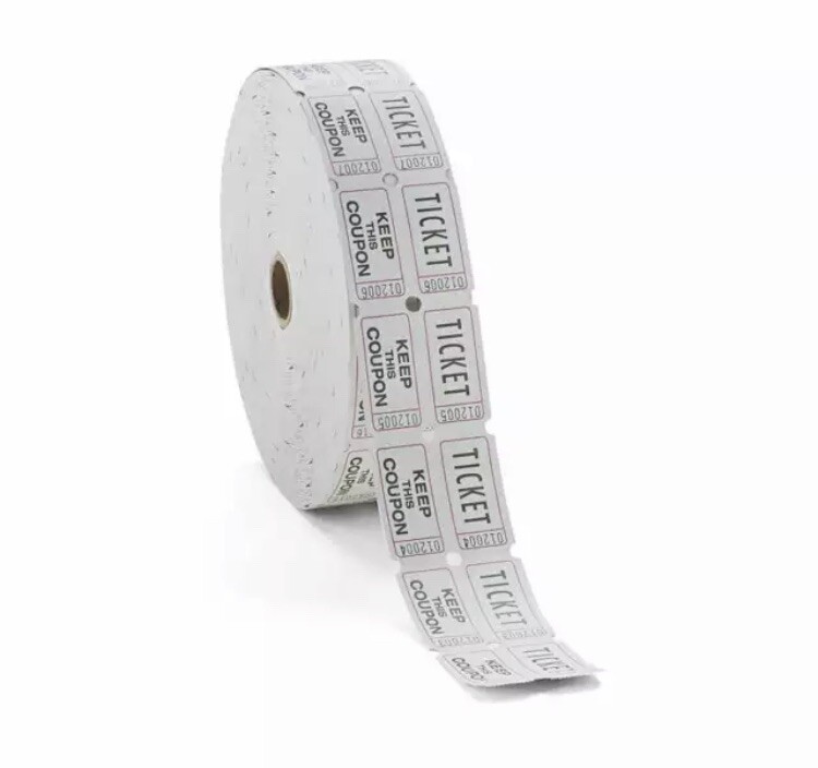Iconex Consecutively Numbered Double Ticket Roll White 2000 Tickets/Roll