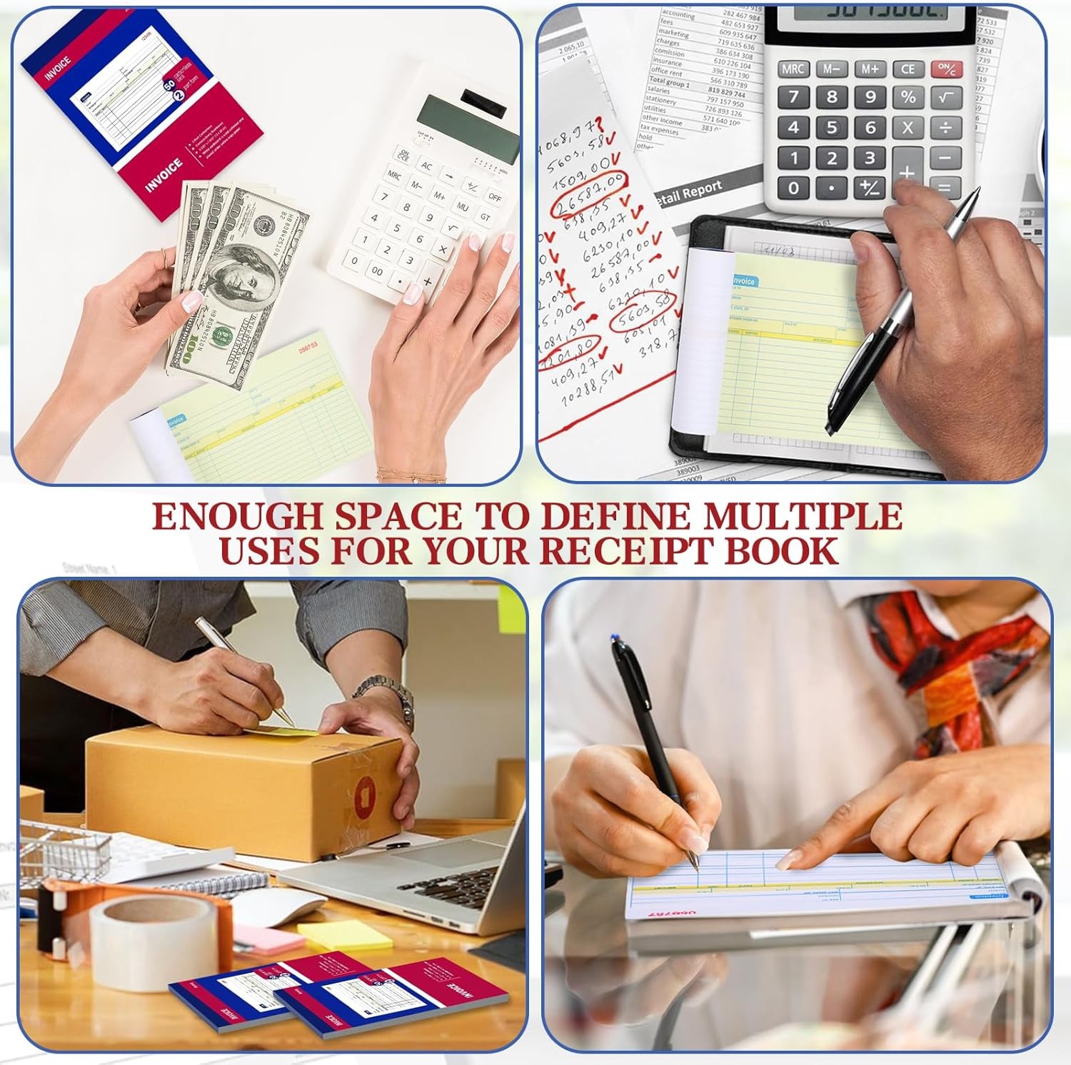 2 Packs Invoice Book for Small Business 2-Part Carbonless, 2P, White/Canary
