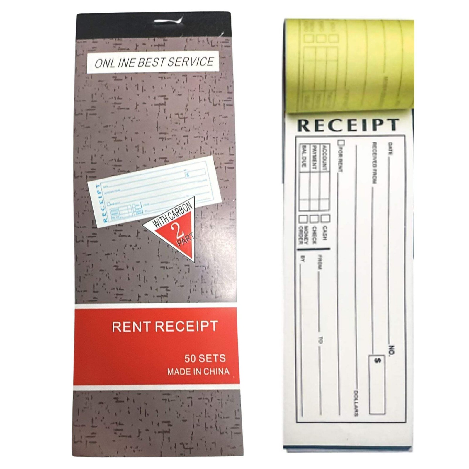 2-Part Carbonless with Log Sheet Rent Receipt Book: 50 Pack