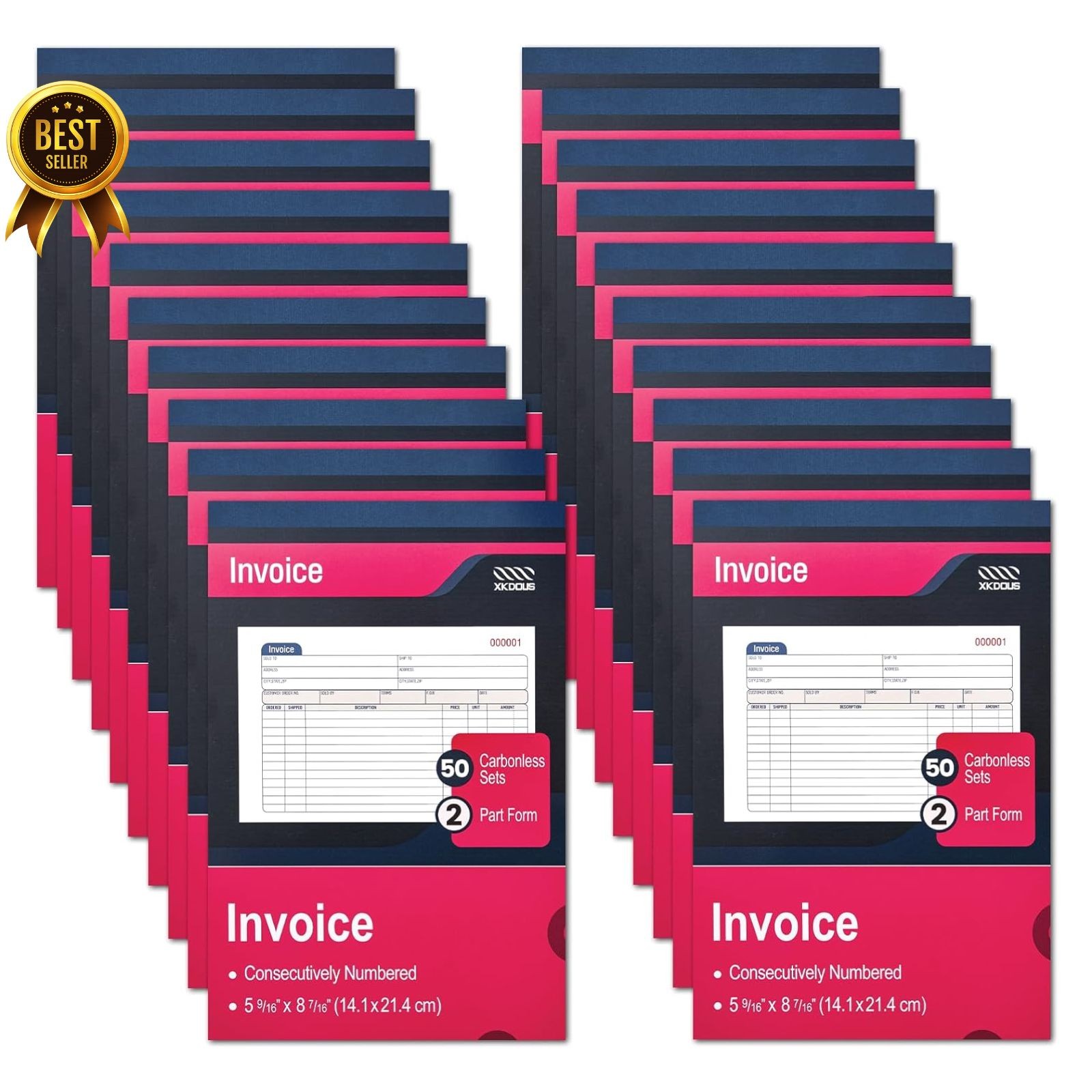 20 Pack 2 Part Carbonless Invoice Book 50 Sets Each Receipt Book 5.5×8.4