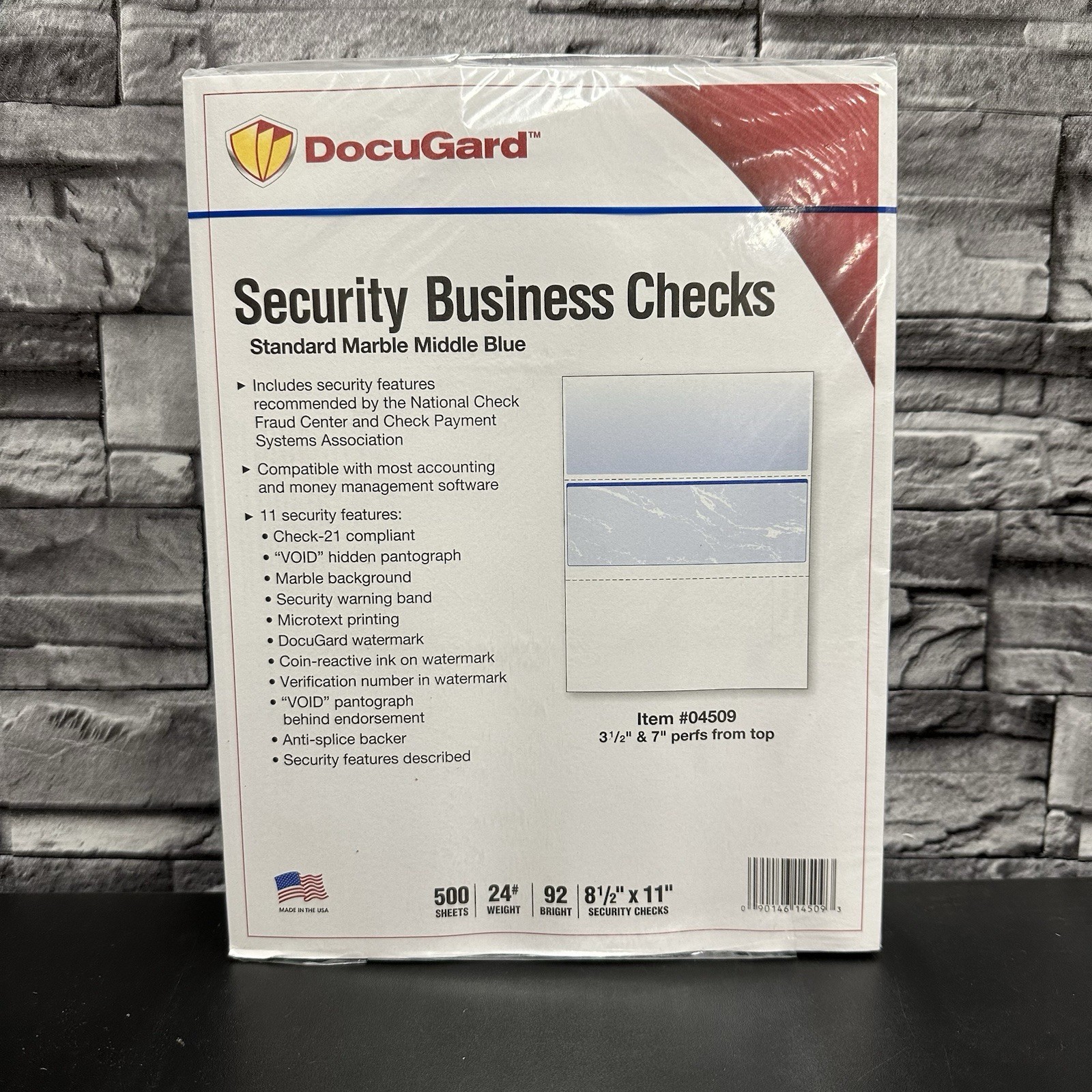 Docugard Security Business Checks 11 8.5×11 Blue Marble Top 500/Ream 04509
