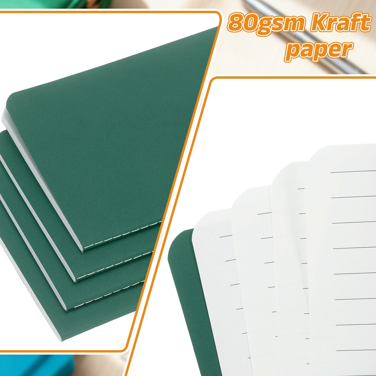 6 Pack A6 Notebook, A6 Journal Mini Notebook Pocket Kraft,Cyan Green