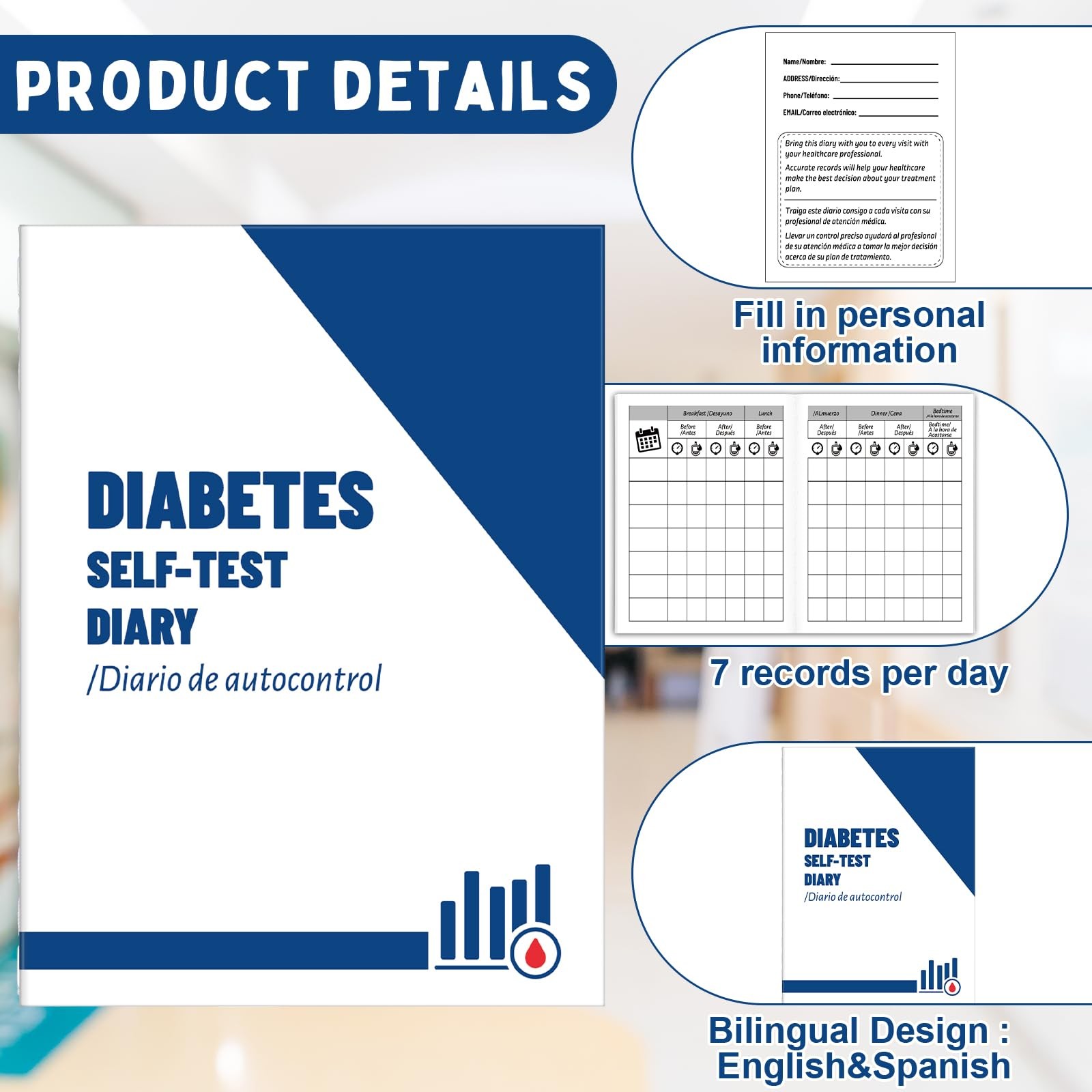 Gilprop 24 Pcs Diabetic Log Books 3 x 4 Inch Daily Glucose Blood Pressure…
