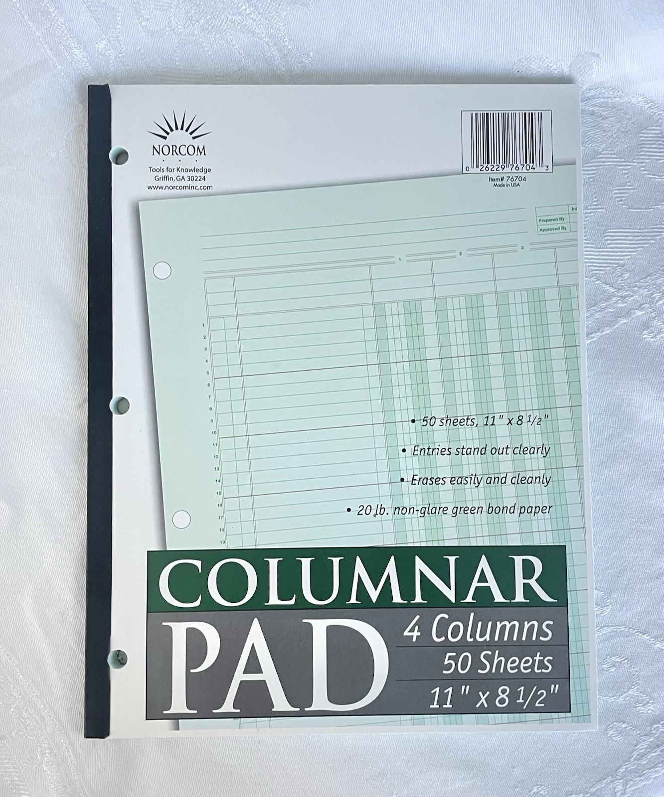 NEW Norcom Columnar Pad, 4 Columns, 11 x 8.5 Inches, 50 Sheets