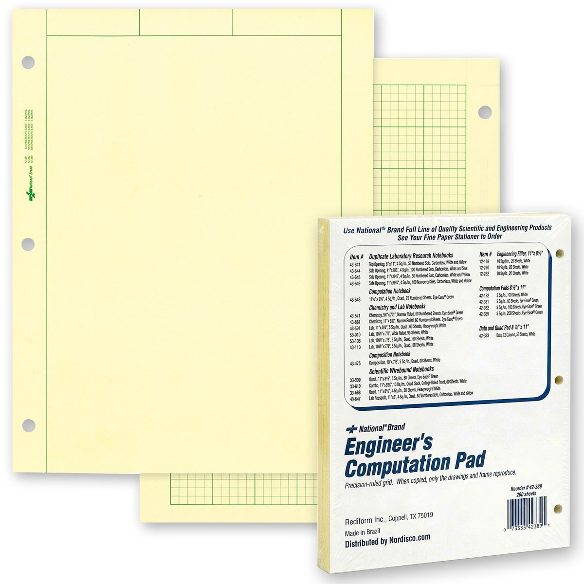 National Brand 42-389 Engineer’s Computation Pad, 200 Sheets, 8.5 x 11″