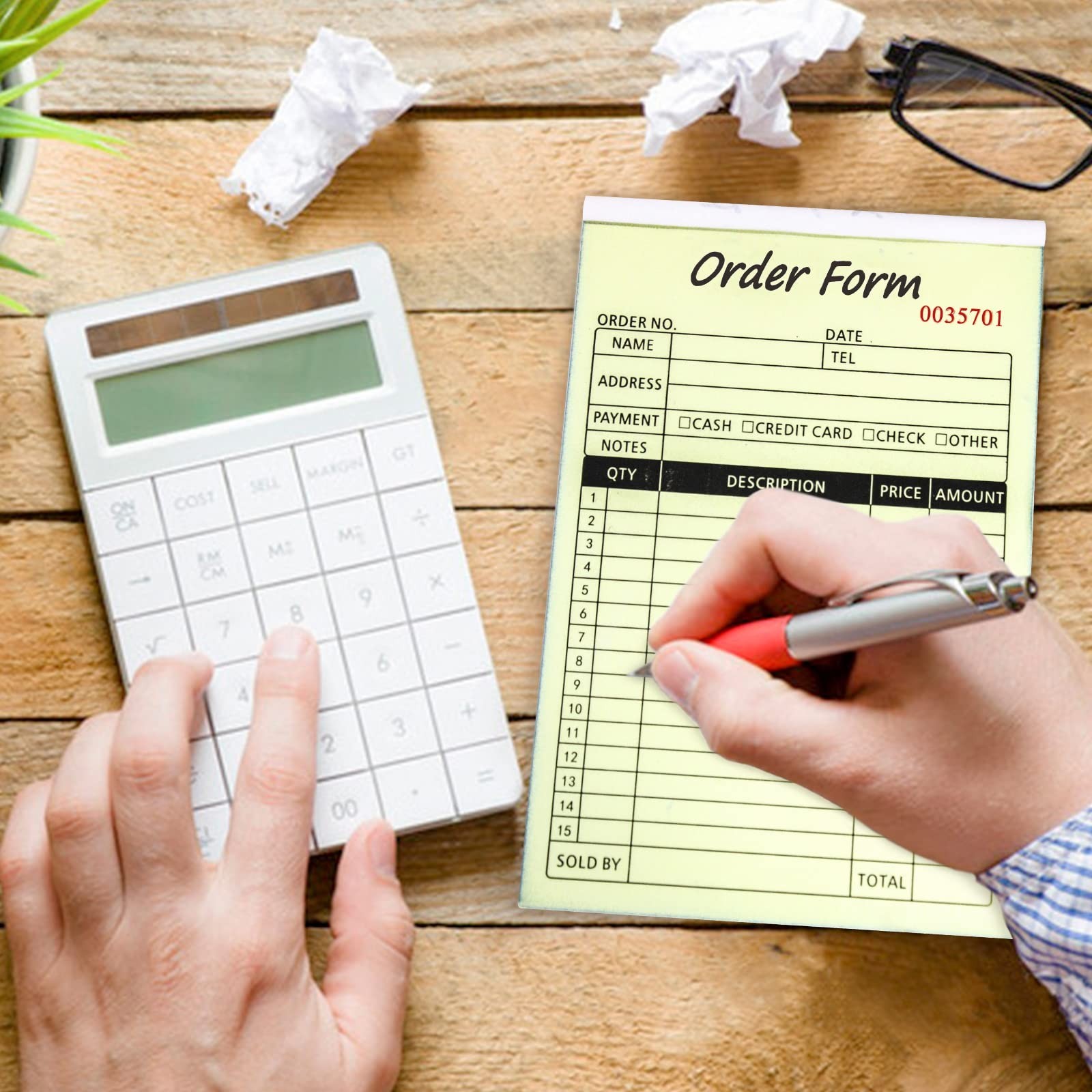 10 Pack Receipt Book with Cardboard 2-Part Carbonless, Order Forms for Small …