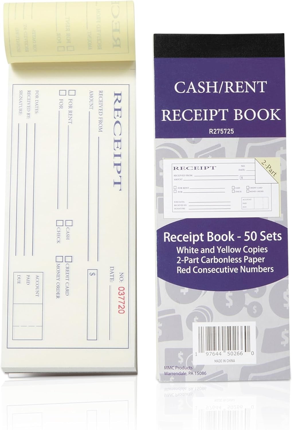 Compact 2-Part Carbonless Receipt Book for Small Business Transactions – 50 Sets