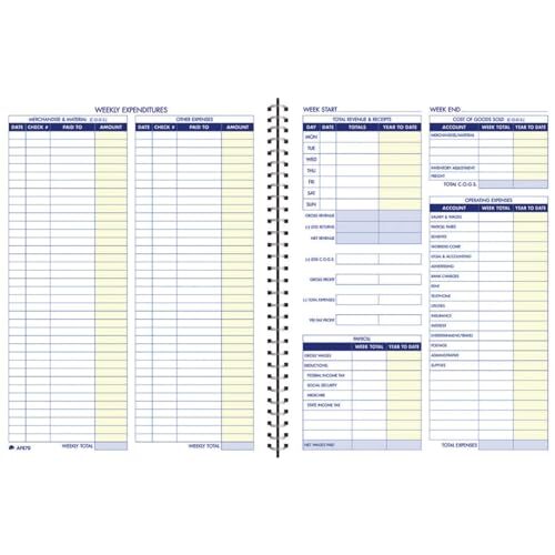 Bookkeeping Record Book, Weekly Format, 8.5 x 11 Inches, White (AFR70)