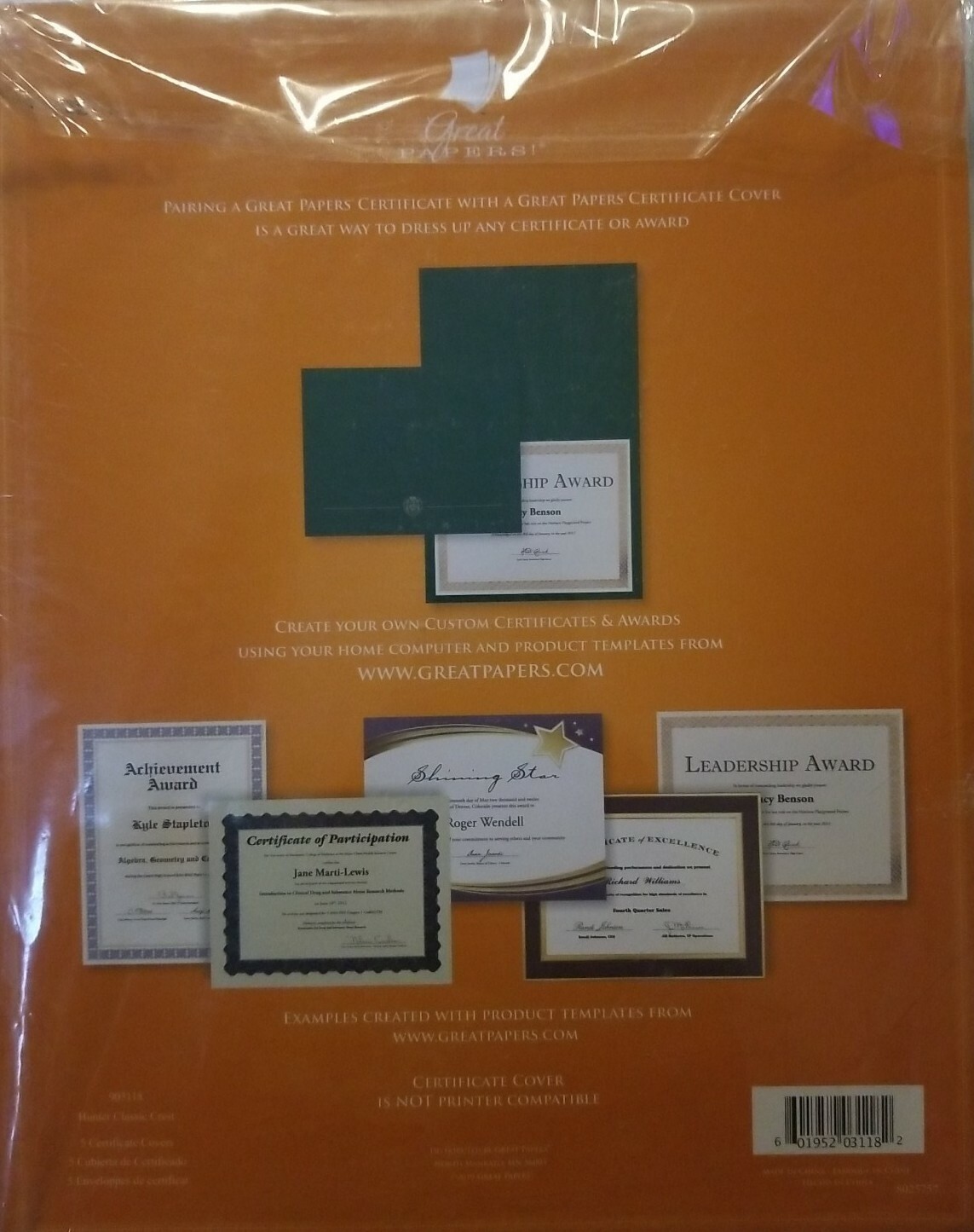 Lot of 25 – Great Papers Classic Crest Certificate Covers, 9.38 x 12, Plum Color