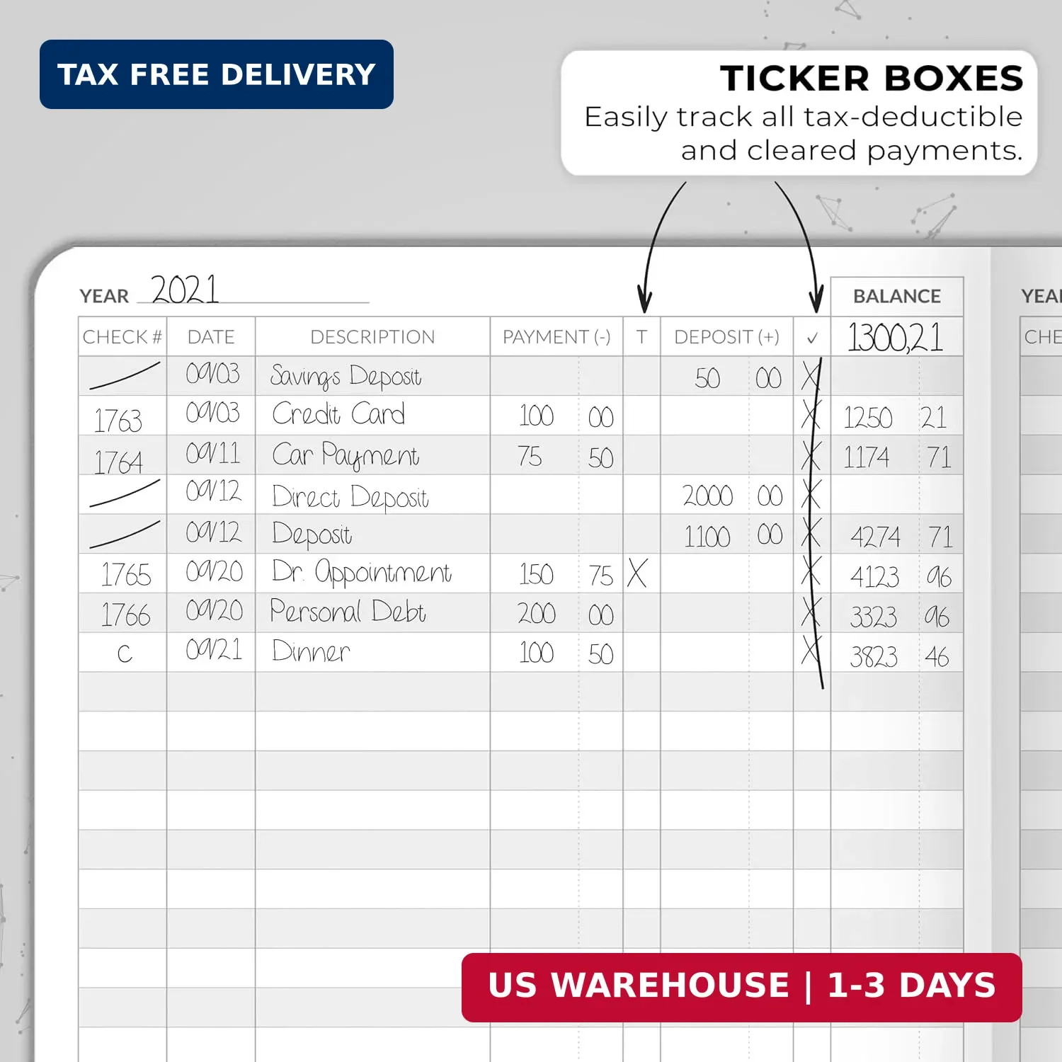 Skyline Check Register – Accounting Ledger Log Book for Income & Expenses – Tran