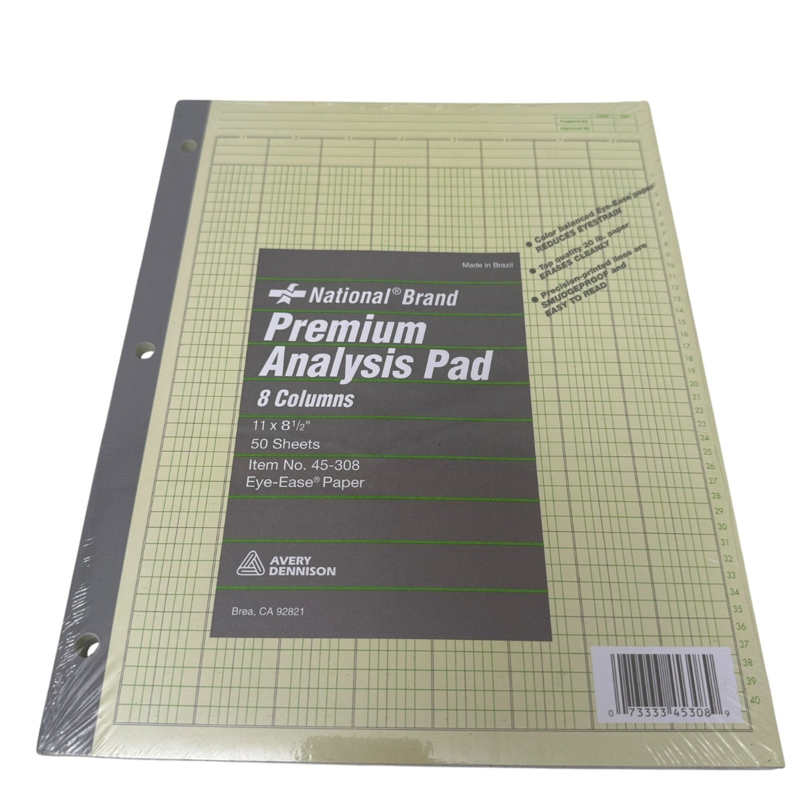 National Brand Premium Analysis Pad 8 Columns 11″x8.5″ 100 Sheets (2 Pks of 50)