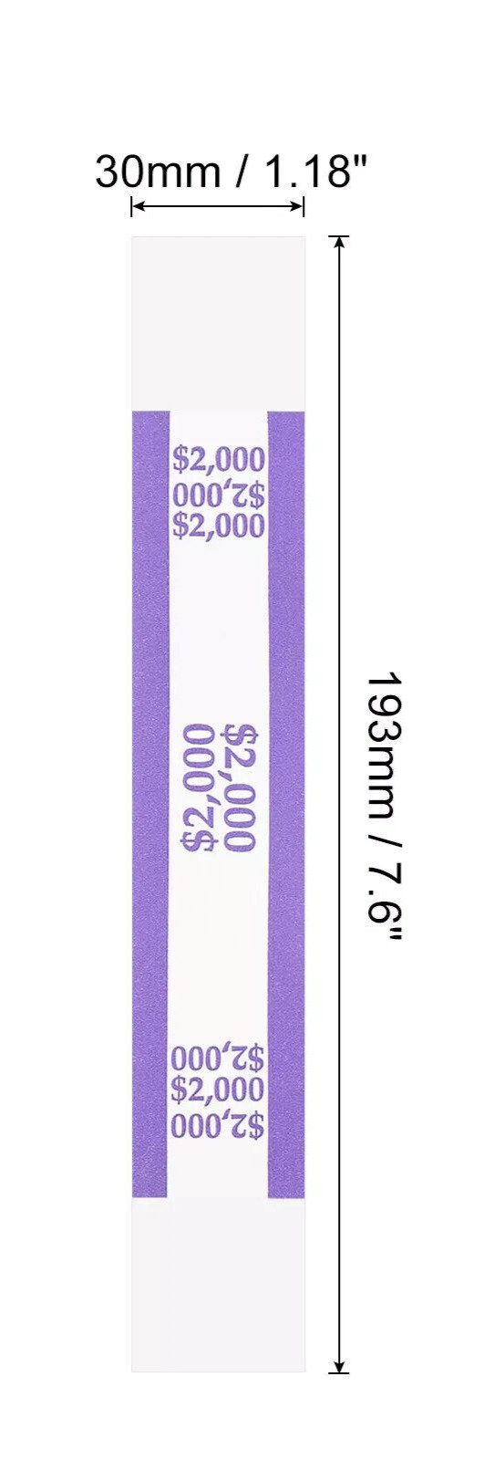 10 Self-Sealing Violet Bill Straps Holds $2000 Bill Wrappers Currency Bands