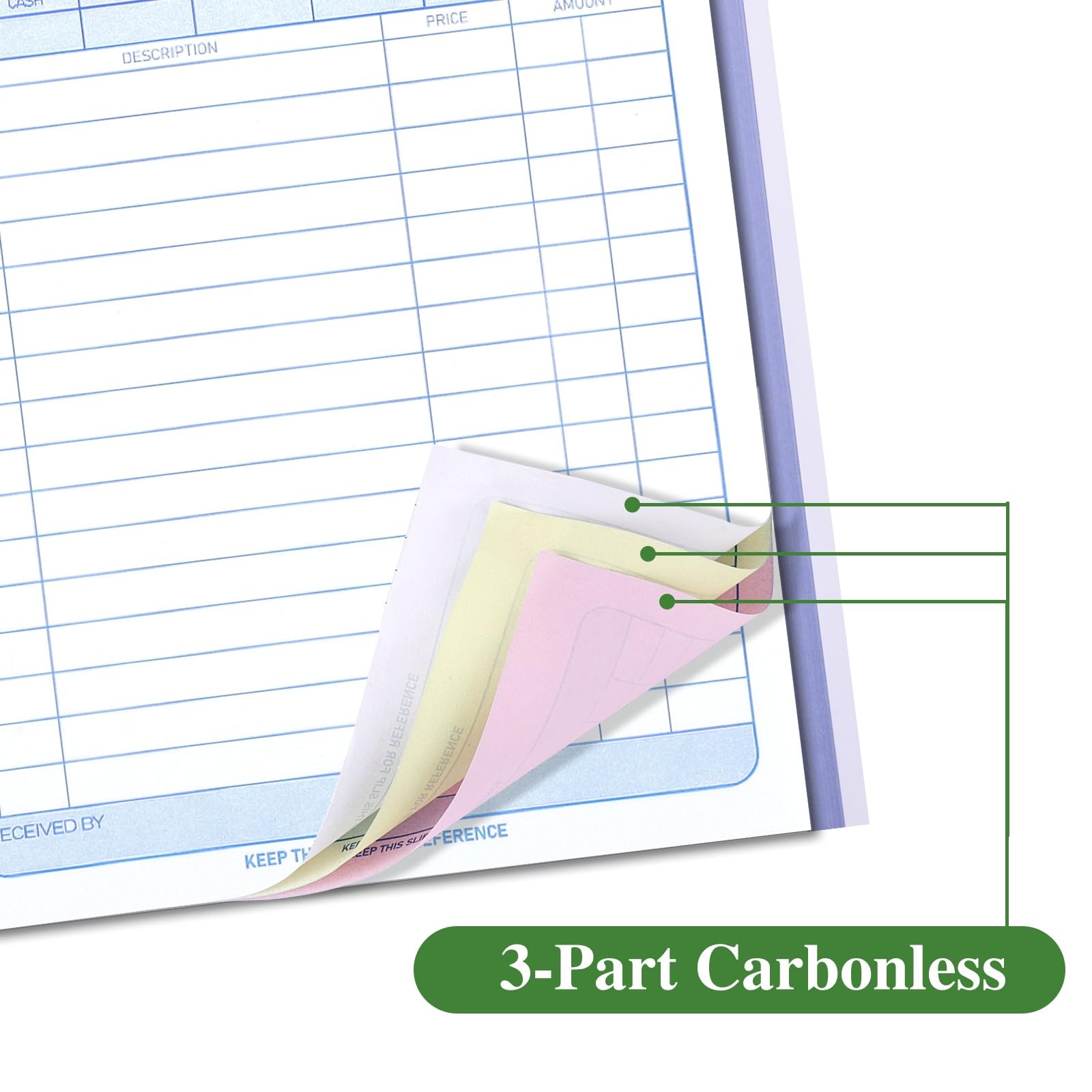 Sales Order Book 3-Part Carbonless 50 Sets White Yellow Pink Receipt 5.56×8.44in