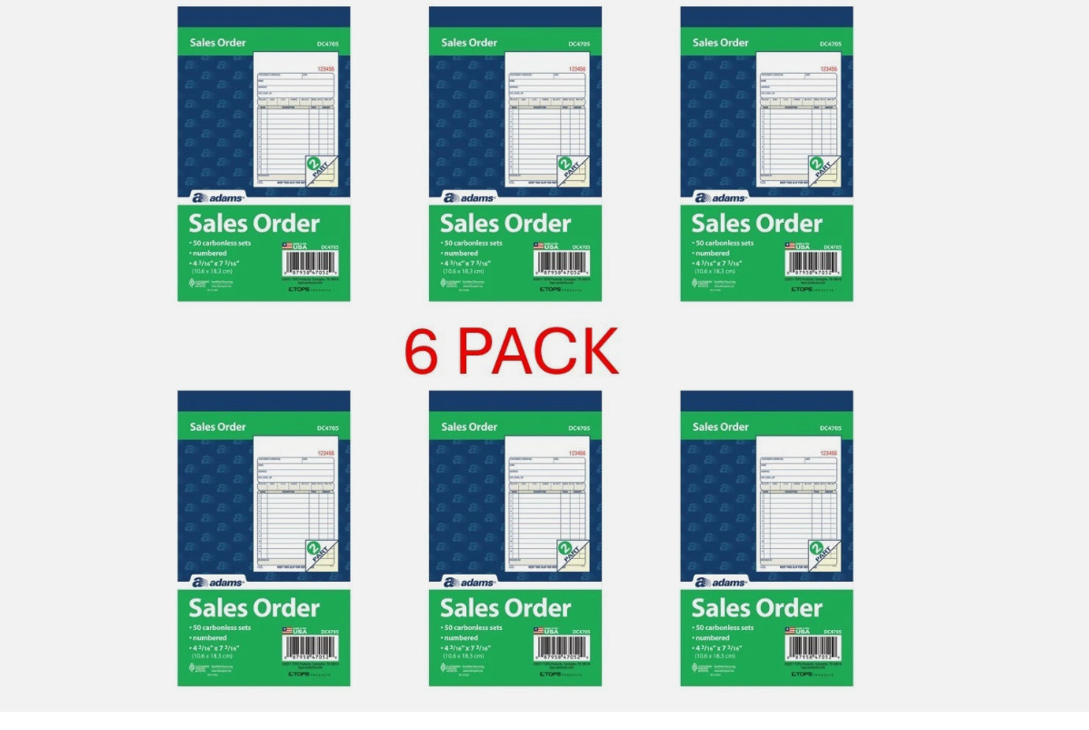 Adams DC4705 – Carbonless 2-Part Sales Book, 4 3/16″ x 7 3/16″ – 6 PACK NIB