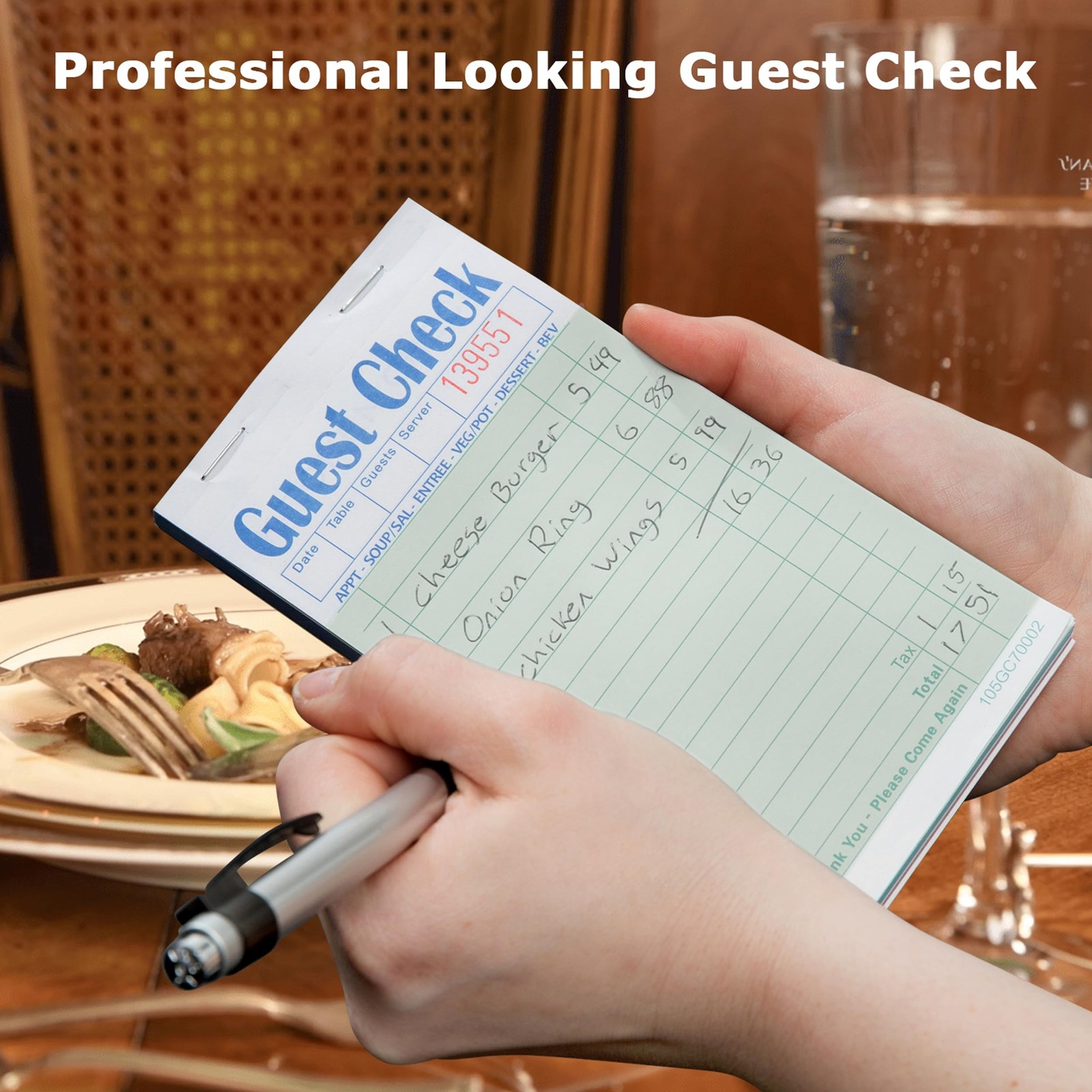 [20 Pads, 50 Sheets/Pad] Double Part Guest Check Pads for Restaurants, Perfor…
