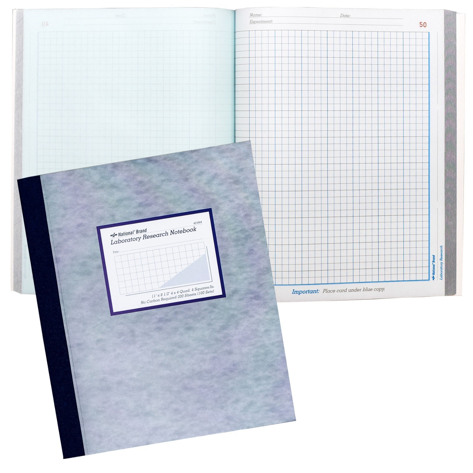 National Brand 43-644 Laboratory Research Notebook, 4 x 4 Quad Ruled