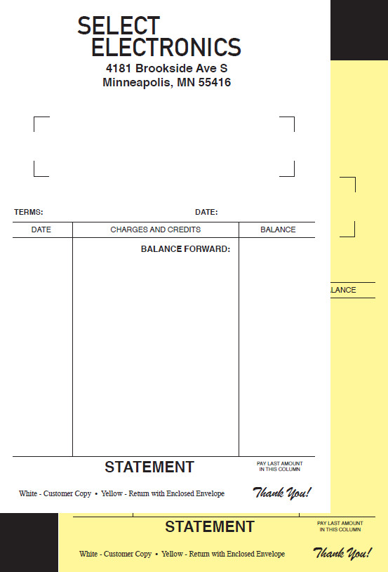 Printed 2-Part Carbonless Forms 8.5″ x 5.5″ Custom 1-side NCR Sets, black ink