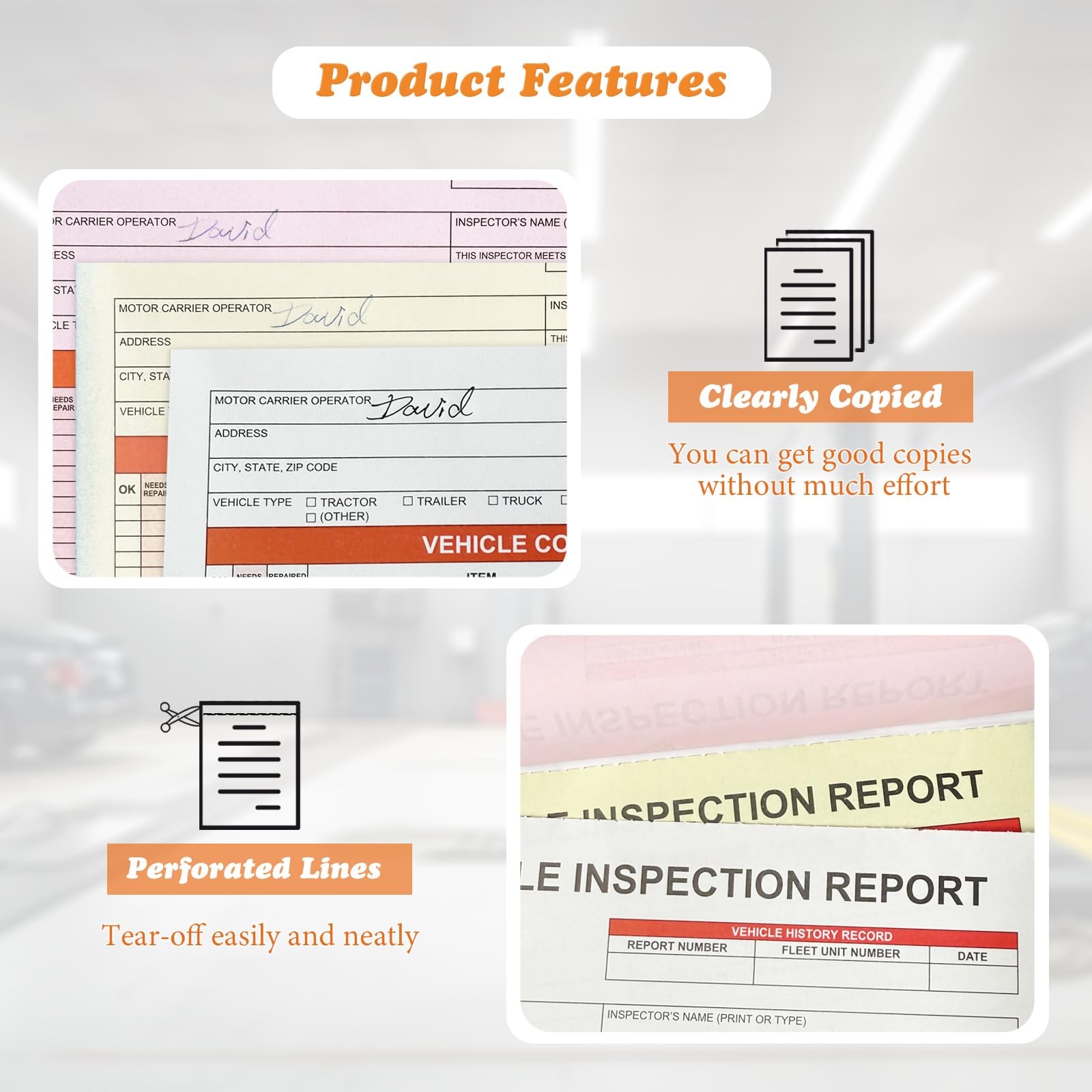 30 Pack Annual Vehicle Inspection Report Forms & 30-Pk Red Aluminum FMCSA Adh…