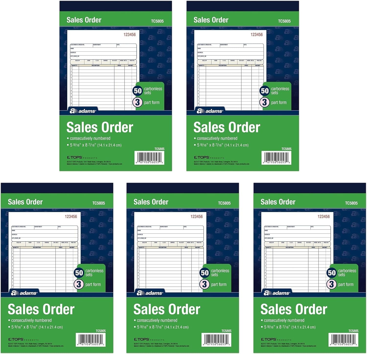 Bound Wraparound Sales Order Book, 3-Part, 250 Sets Total