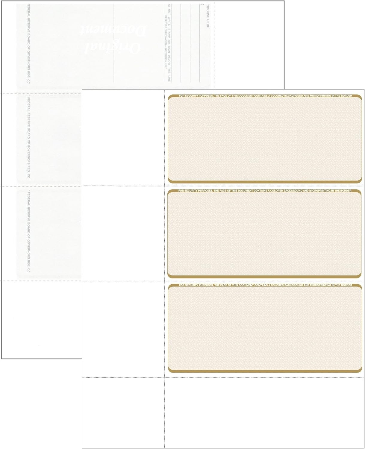 Computer Check Paper – Blank Personal Wallet Checks 3 on a Page – Compatible wit