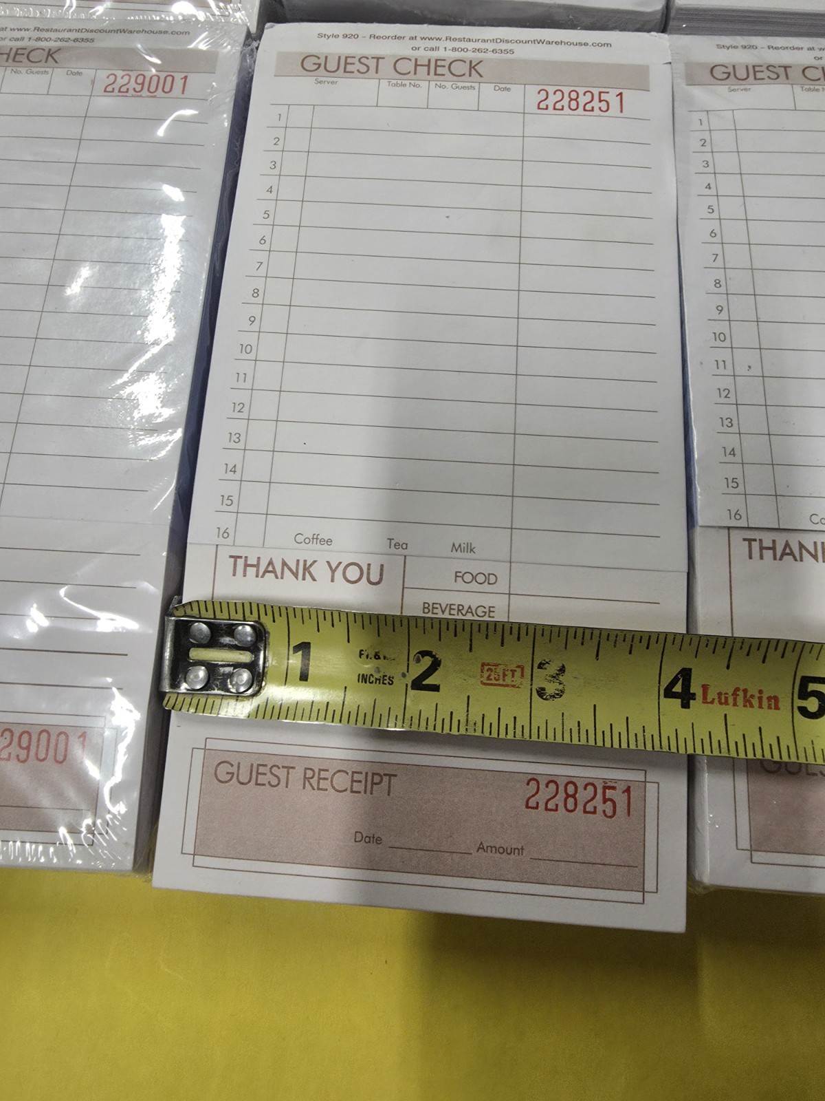 Guest Check Receipt Books 2-Part 50 set per book-40 Books- 2000 Total