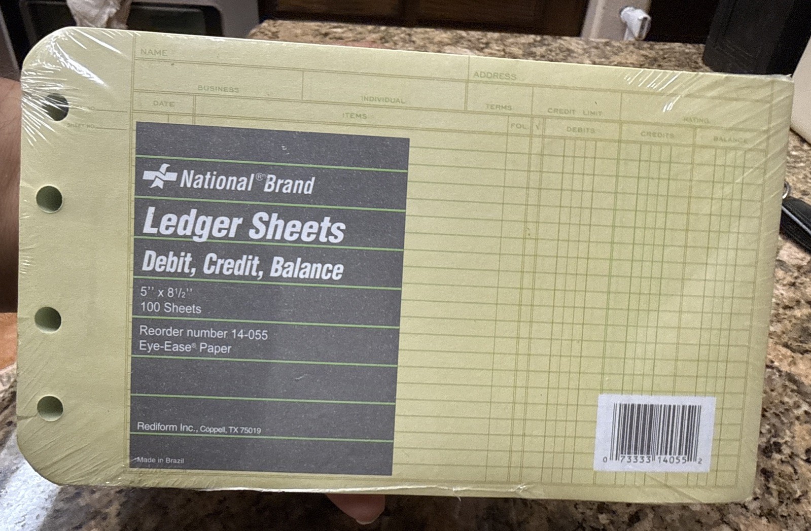 National Brand 14-055 Ledger Sheets, 5 x 8-1/2″, Eye-Ease Paper, 100 Sheets