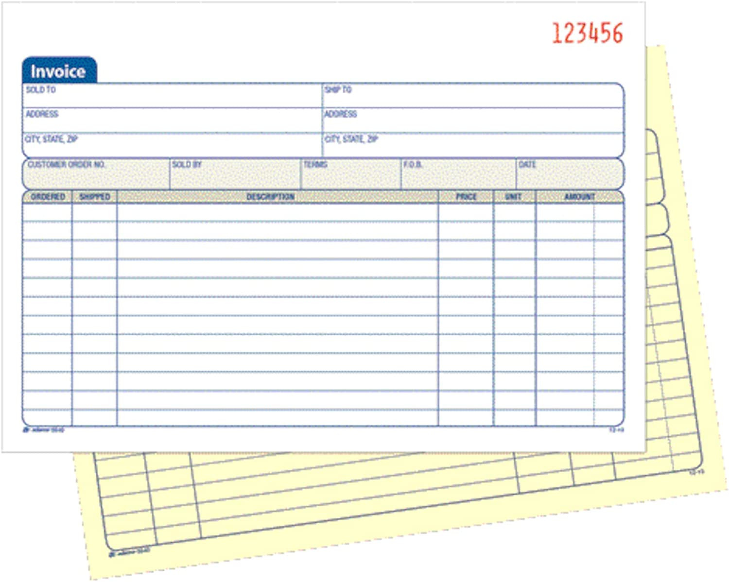 Carbonless Invoice Book For Business 2-Part 5-9/16 X 8-7/16 Inches 50 Sets/Book