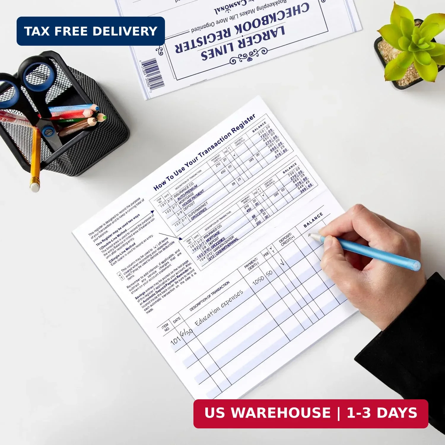 20 Pack Checkbook Register Check Registers for Personal Blank Ledger Transaction
