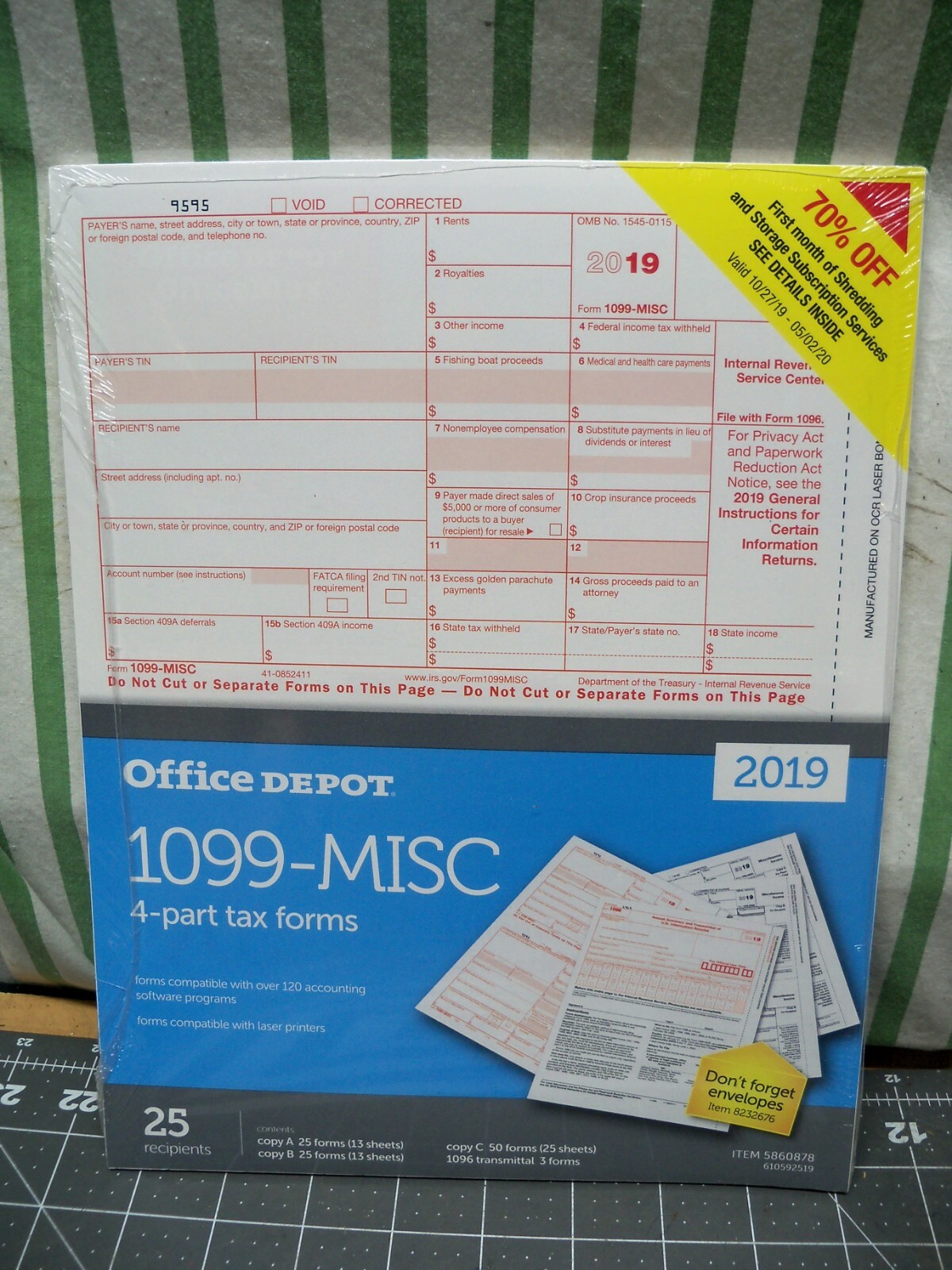 Office Depot 1099-MISC Tax Forms 2019, 2-Up, 4-Part 8-1/2″ x 11″, 25-PK Staples