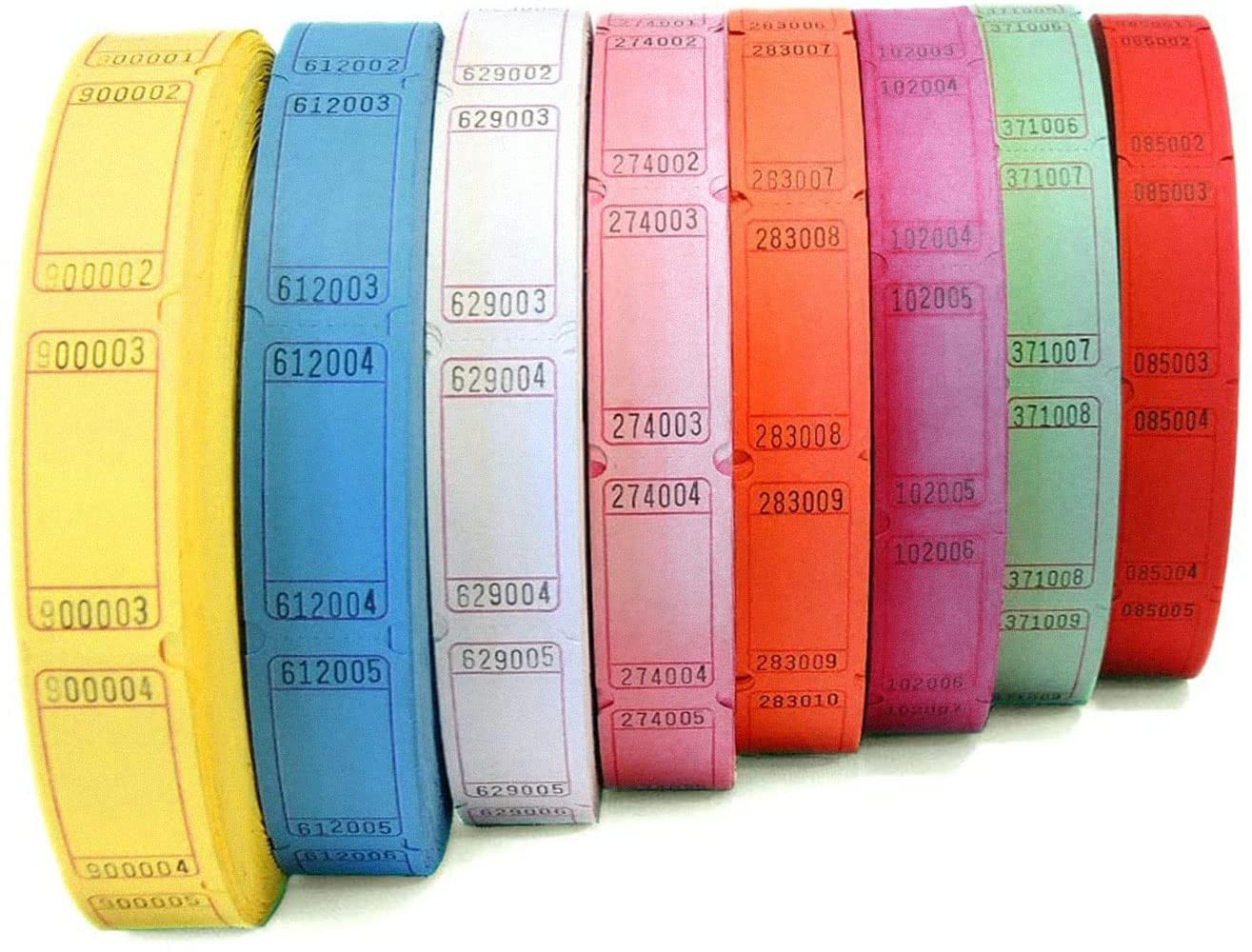 8 Pack Blank Roll Tickets – 2000 6 inches x 12 x 4 inches, Multicolor