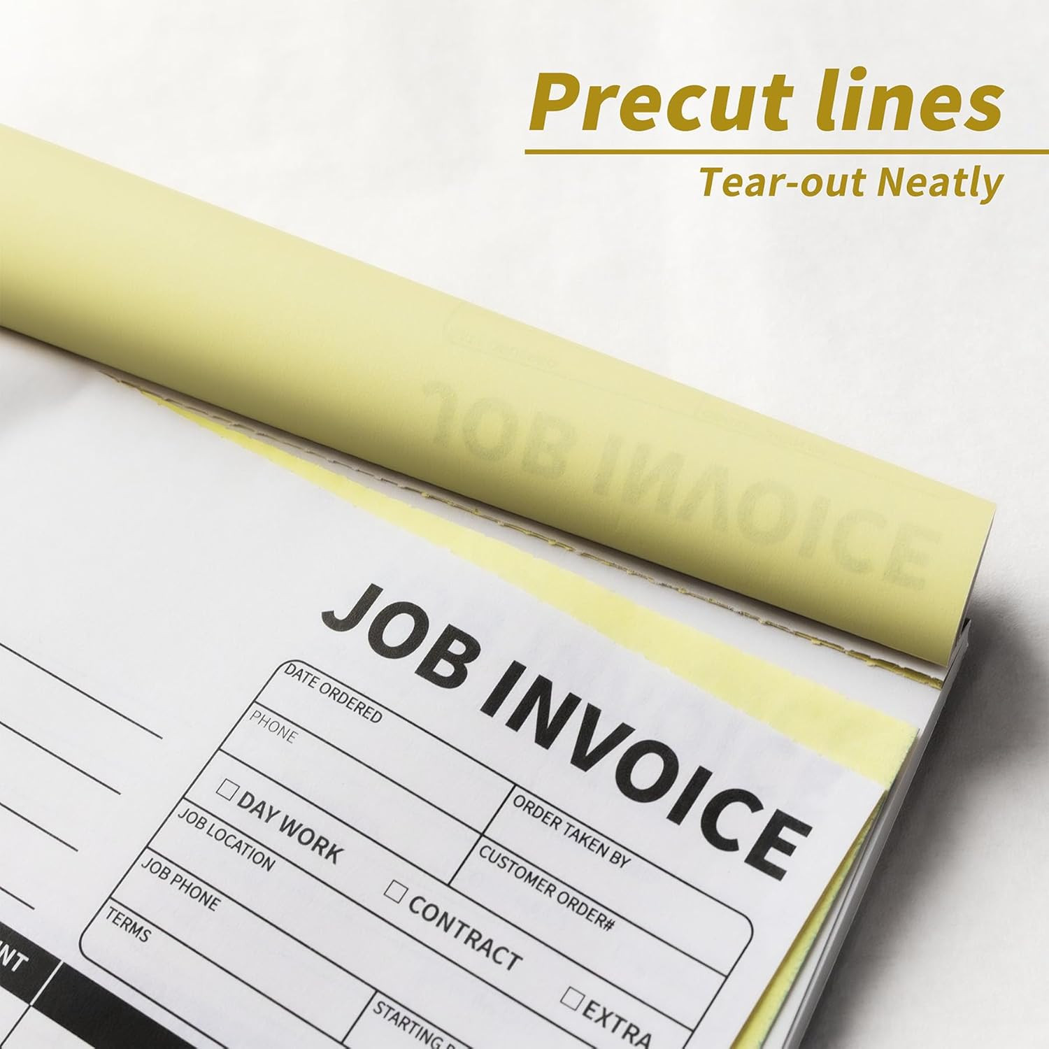 Carbonless Work Order Forms,7.5 x 11 inches Invoices for Small Business,Sales Or