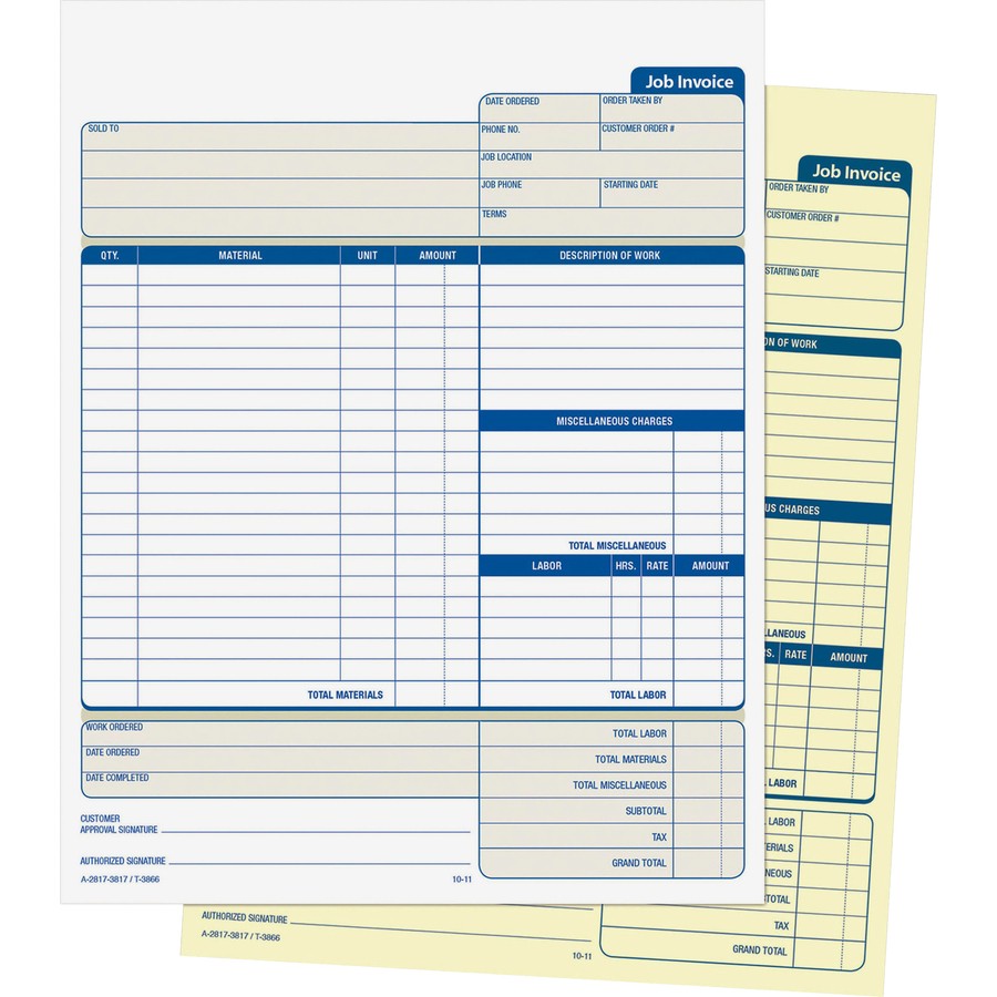 Adams NC2817 Contractor Form 100 Sheets 2-Part Carbonless 8.5×11