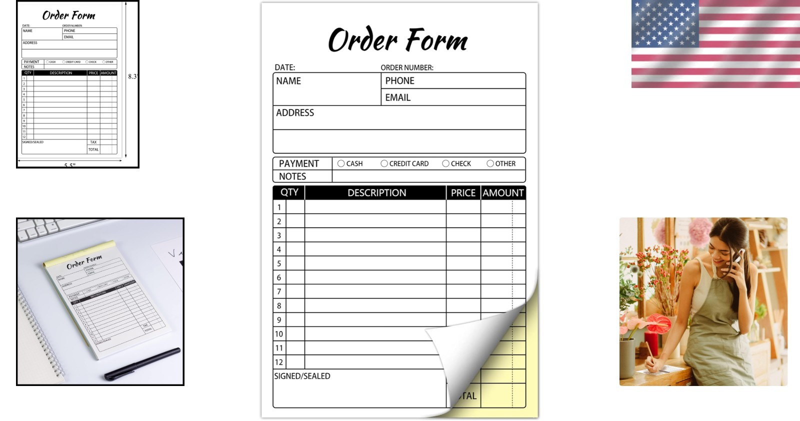 Professional Carbonless Sales Order Book – 5.5 x 8.3 in, 50 Sets for Small Firms