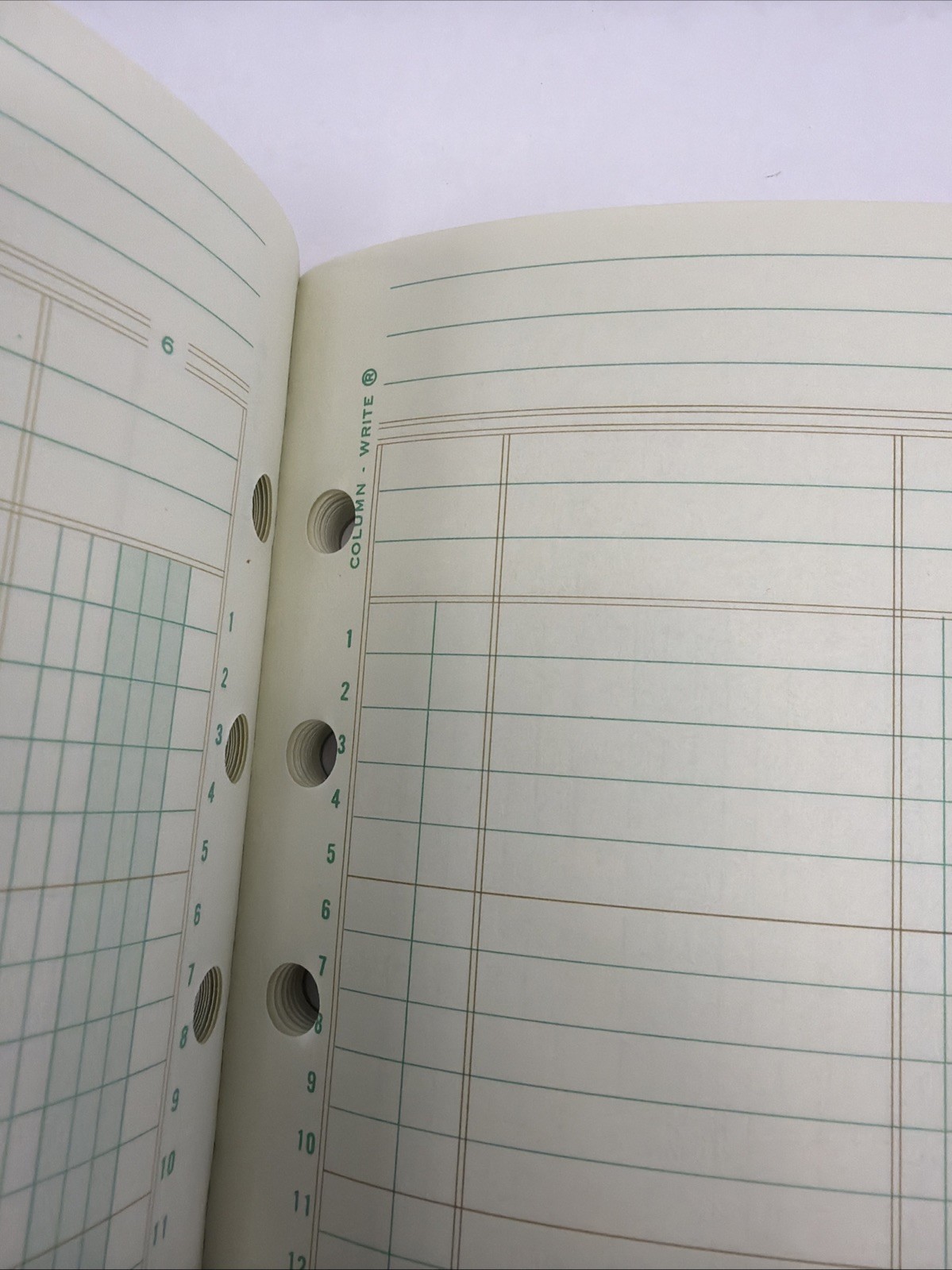 1968 Wilson Jones Write Columnar Pad Green G7506 6 Columns Accounting Ledger