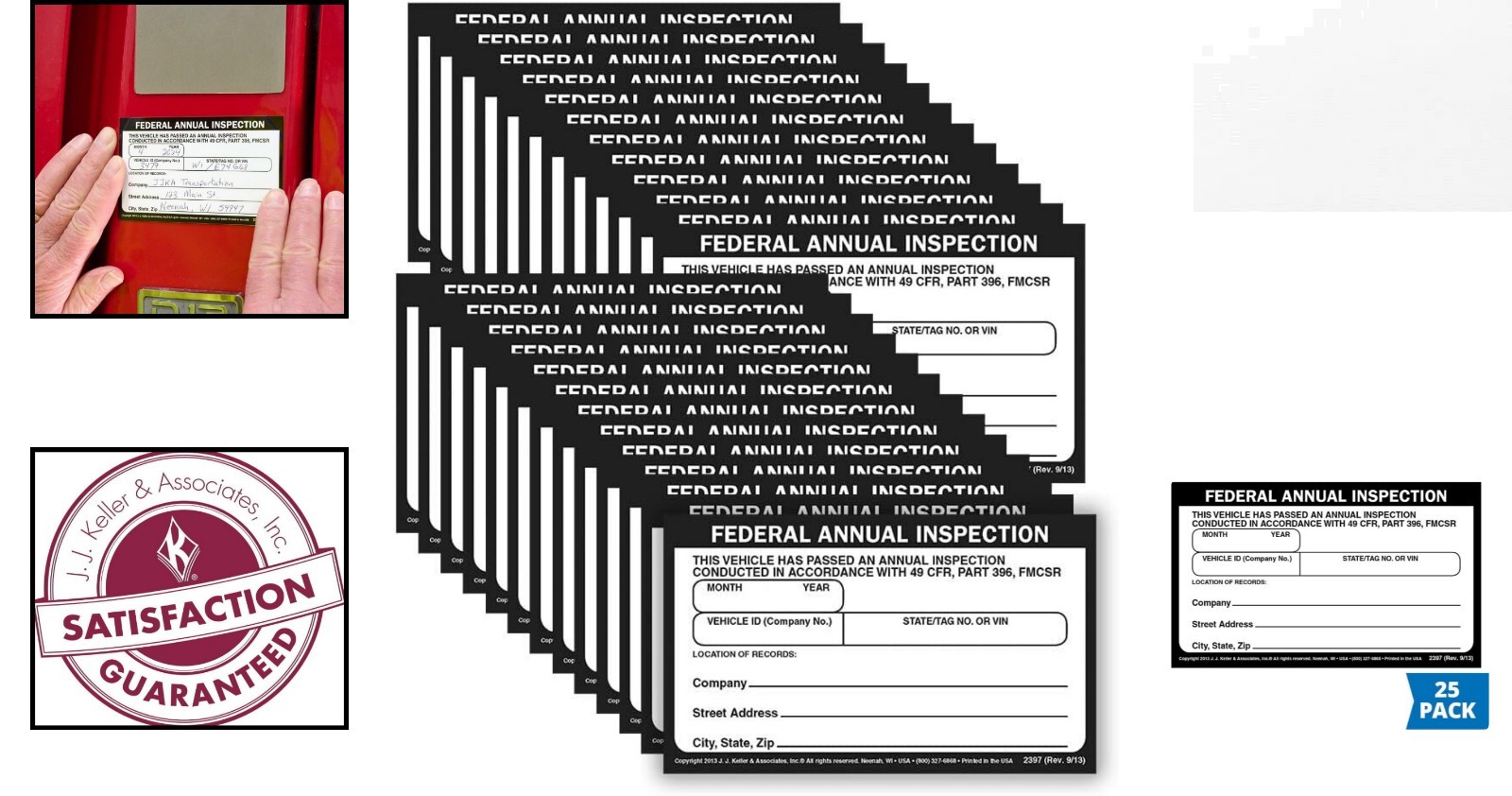 Self-Adhesive 25-Pack Vehicle Inspection Labels – Made in the USA for Compliance