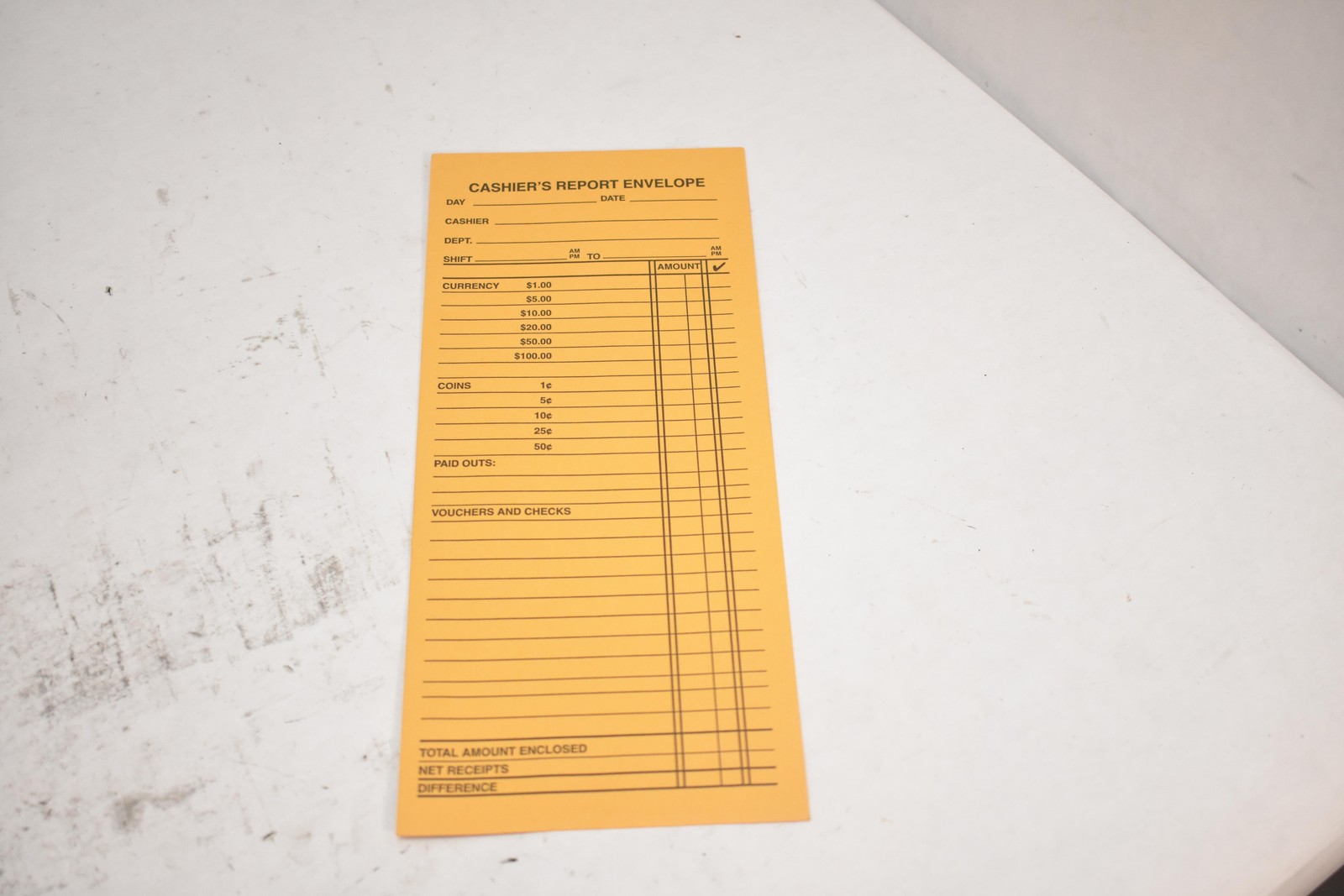 Cashier’s Report Envelopes Lot Of 142 Yellow Paper Daily Till Count Receipts