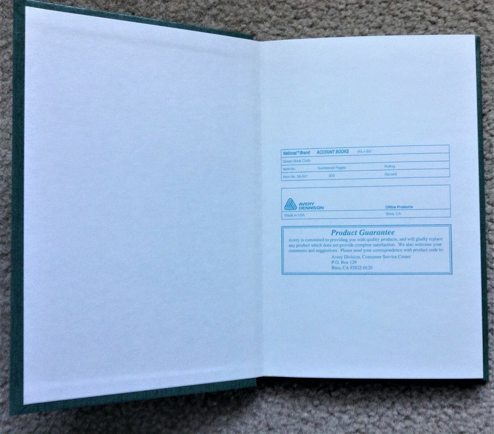 NEW National Avery 4 Account Record Notebook Green Red Black 9 5/8×6.25 7.5×9.5
