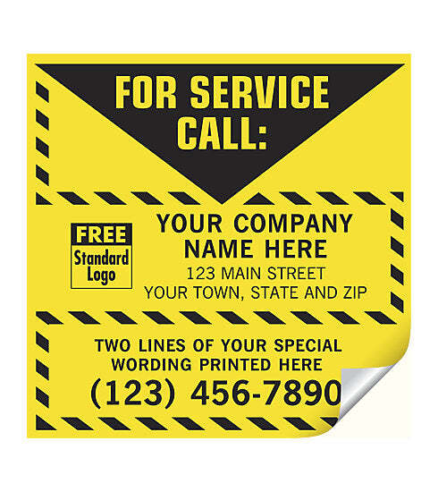 5Forms CL16 For Service Call Label Yellow With Safety Border Vinyl5x5″