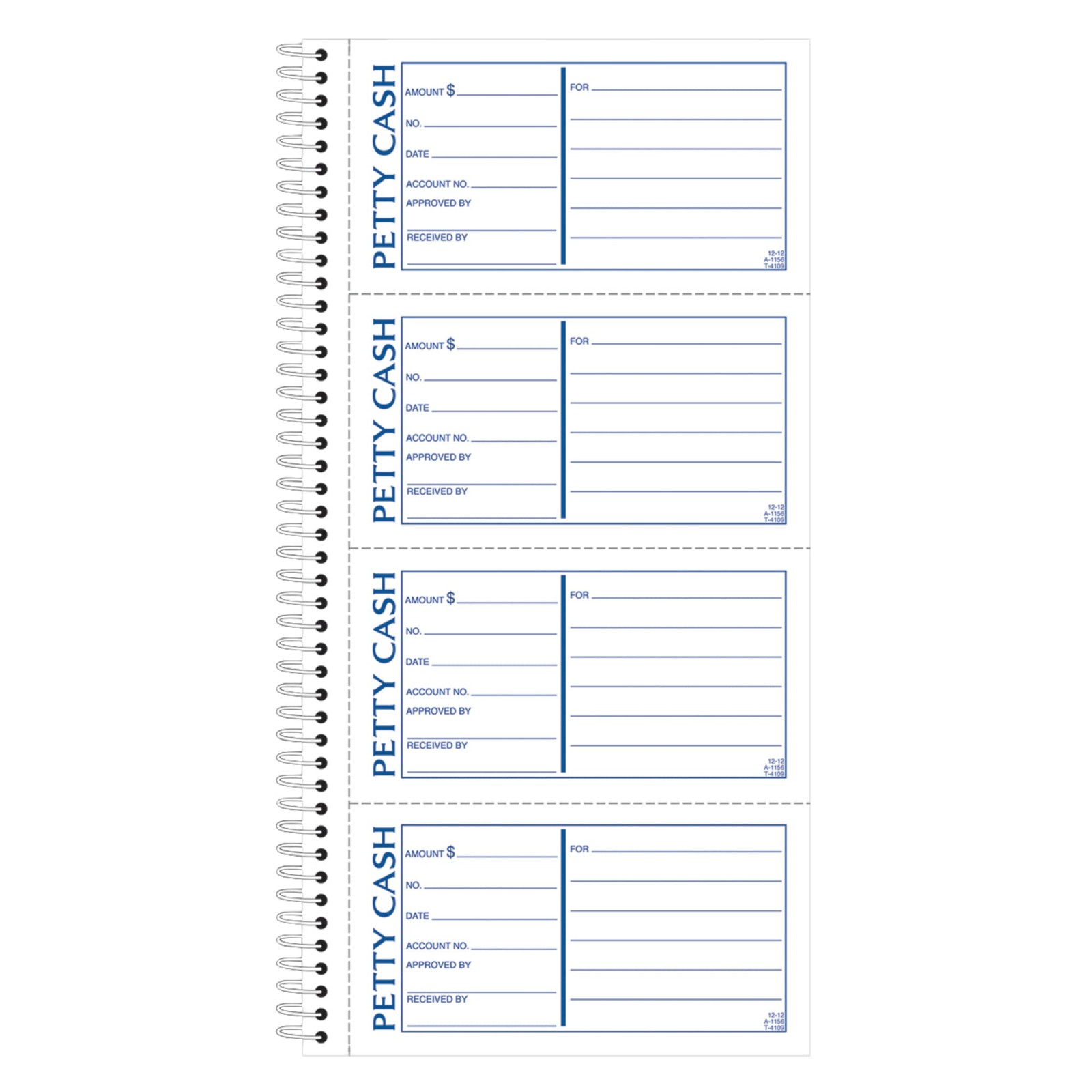 Adams Spiral Petty Cash Book, 2-Part, Carbonless, 4 Messages per White/Canary