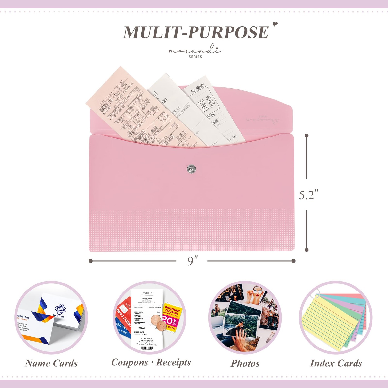 H4D Budget Envelopes for Cash System, Bill Bags, Small 1 Set, Morandi Color