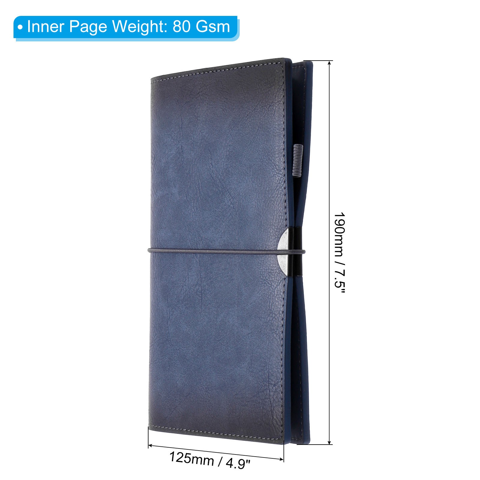 A6 PU Leather Binder Journal Ruled Lined Journal Notebook Blue