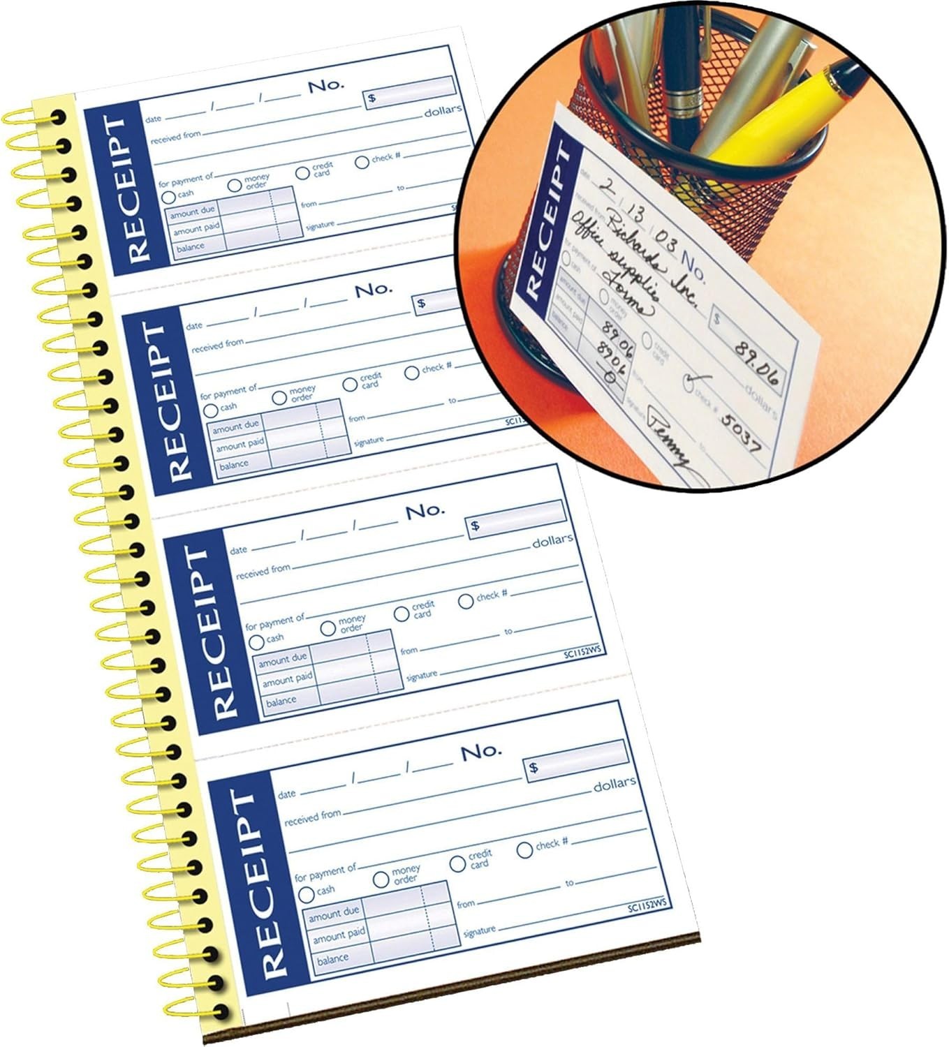 200-Set Write ‘n Stick Receipt Book – Carbonless, 5-1/4″ x 11″ for Easy Tracking