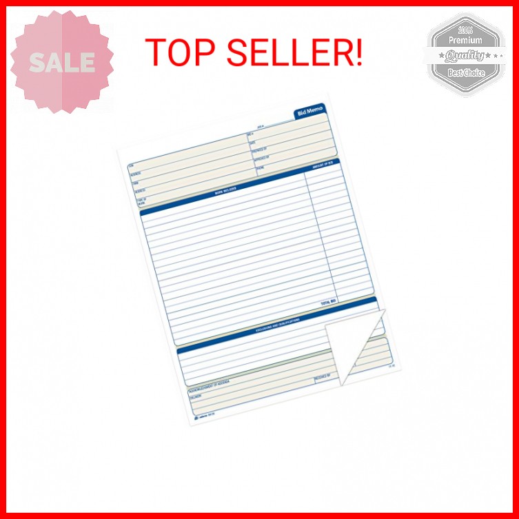 Adams Bid Memos, 8.38 x 11.44 Inches, White, 50 Sheets (D8120)