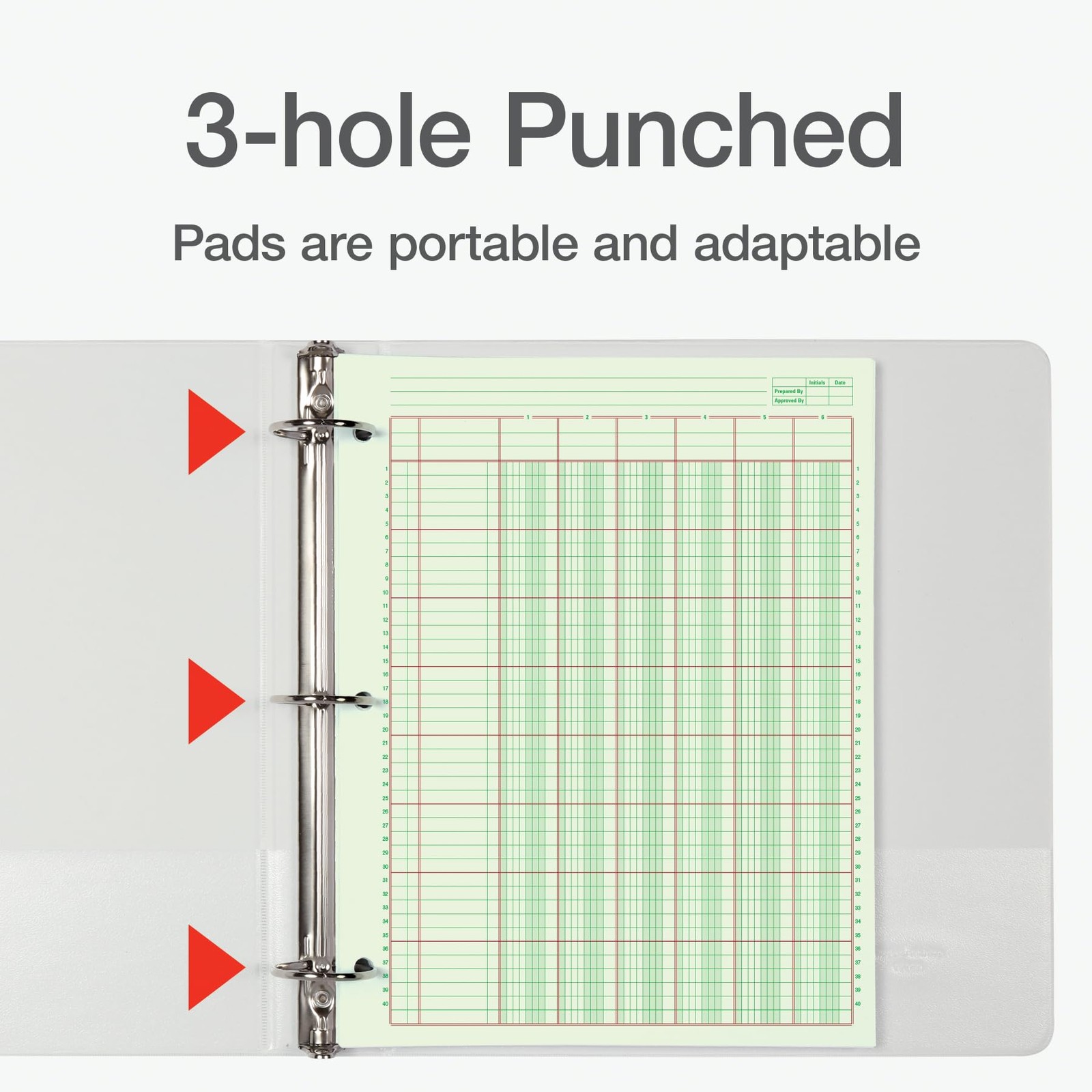 Adams 6 Column Columnar Analysis Pad 50 Double Sided Sheets Green Tint 3 Hole…