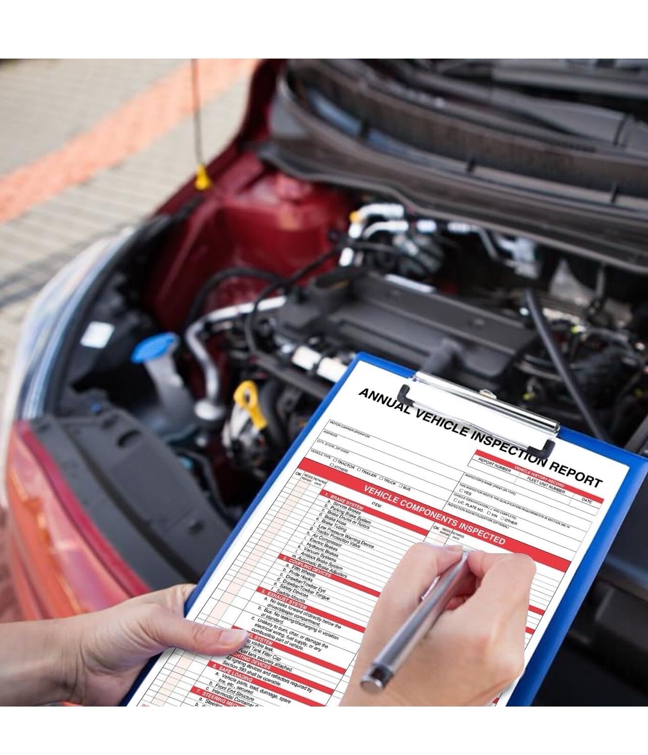 Annual Vehicle Inspection Report Form 25-pk 3-Ply Carbonless, 8.5″ x 11.75″ +…