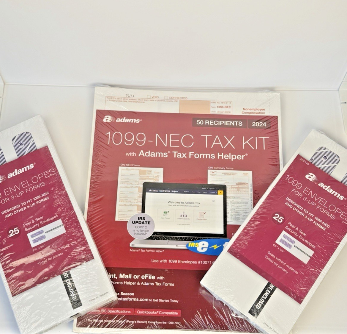 2024 1099 NEC Tax Kit 50 Recipients, 4 Part Sets, 10 Fed eFile, 1099 Envelopes