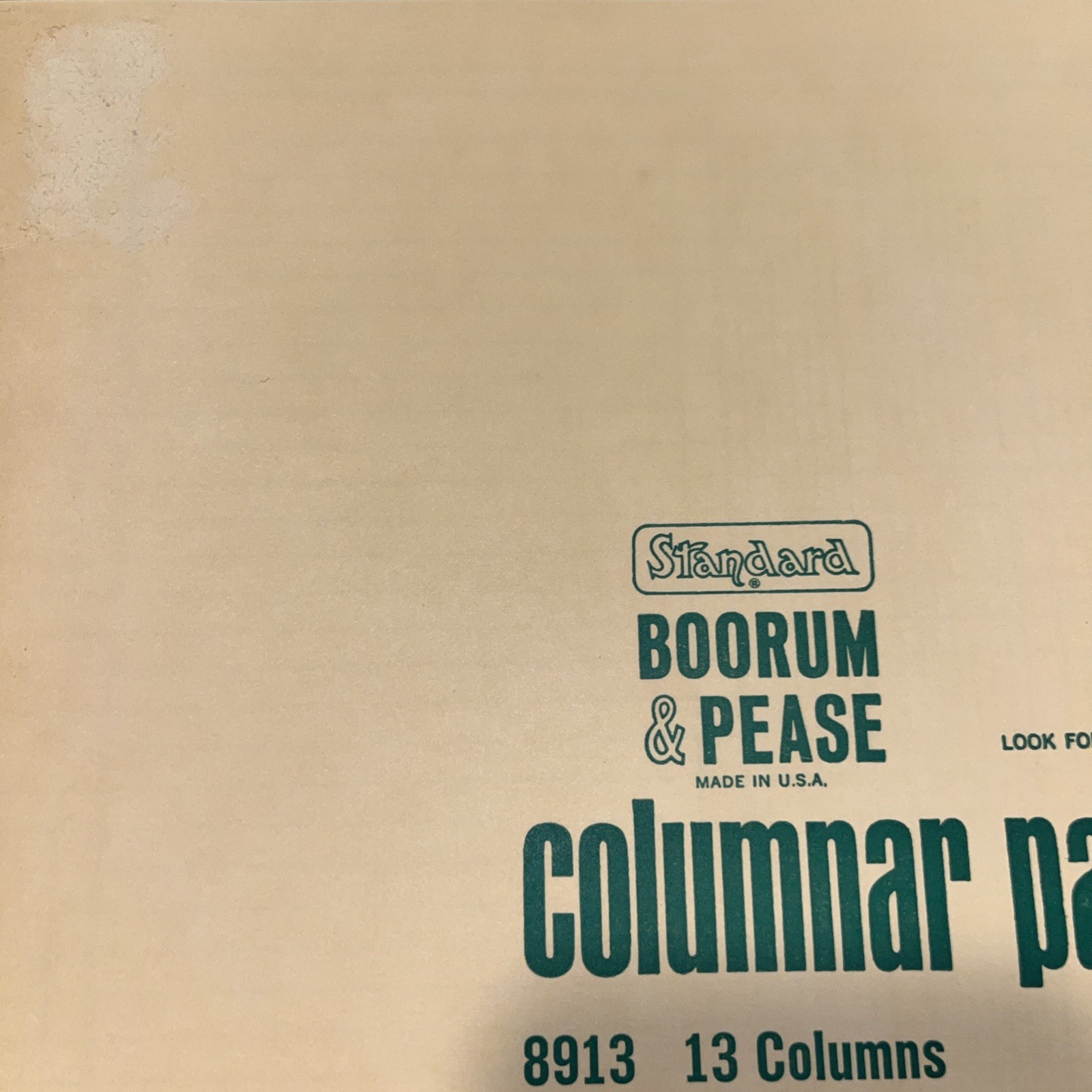 Vtg Boorum & Pease 8913 (green) Columnar Pad 13 Column Ledger Accounting Sheets