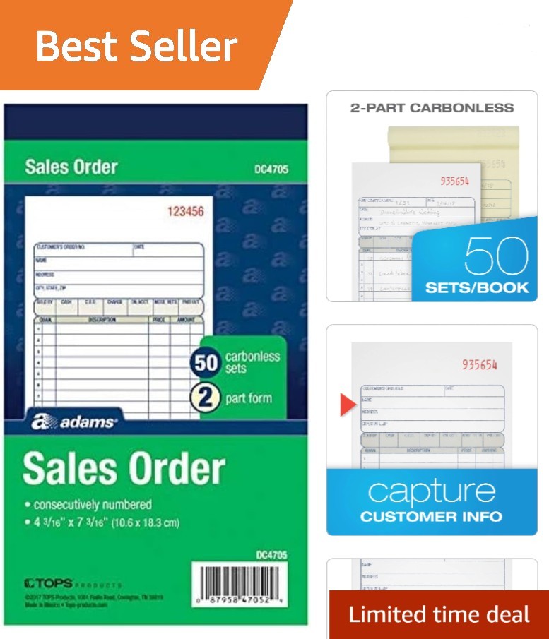 3 Pack 2-Part Carbonless Invoice Books with Wraparound Cover – 4-3/16″ x 7-3/16″