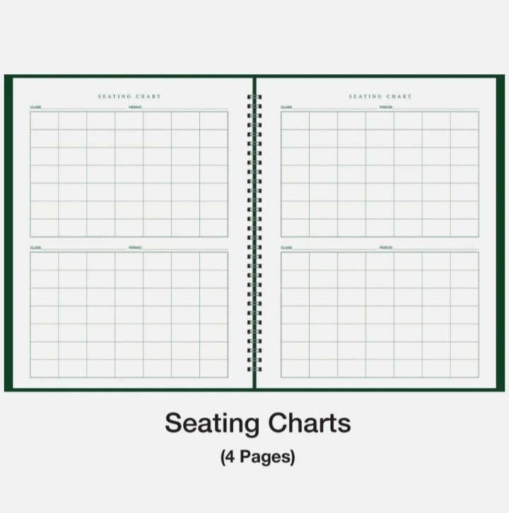 Green Spiral Bound Class Record Grade Book 38 Students 6 7 Week Periods 8.5 X 11