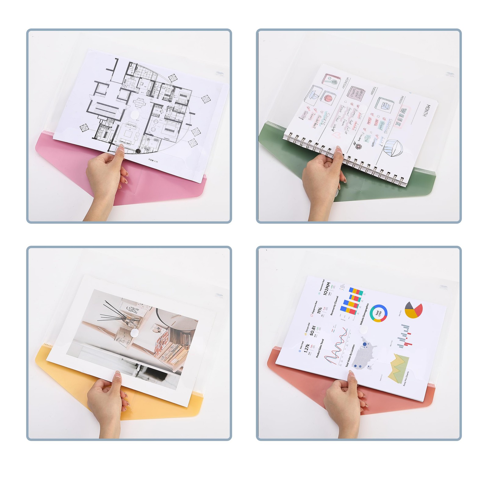 Mr. Pen- Clear Plastic Envelopes File Folders, 10 10 Pack, Multiple Colors
